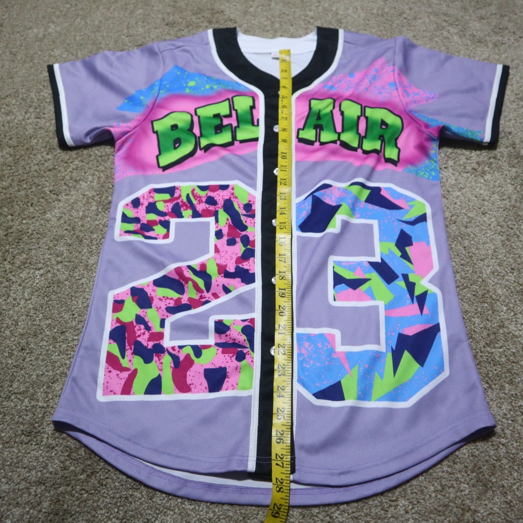 Prince Fresh Prince Of Bel-Air Shirt Women's M Medium Baseball Jersey Print Button Down Multicolor 90s Mens Womens Girls Boys Size M / US 6-8 / IT 42-44 - 6 Thumbnail