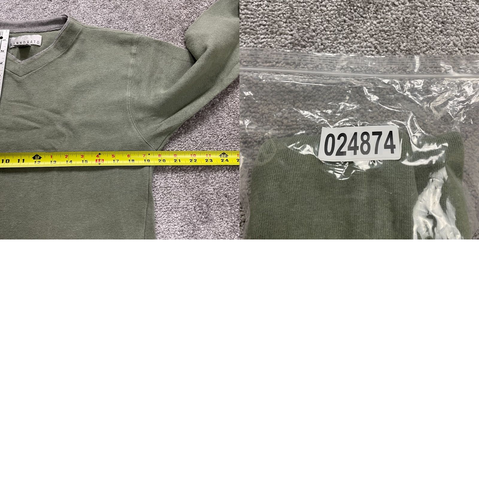 Vintage Vintage Rinnovato Cotton Rayon V-Neck Long Sleeve Shirt Men Small Solid Green Classic Size US S / EU 44-46 / 1 - 8 Thumbnail
