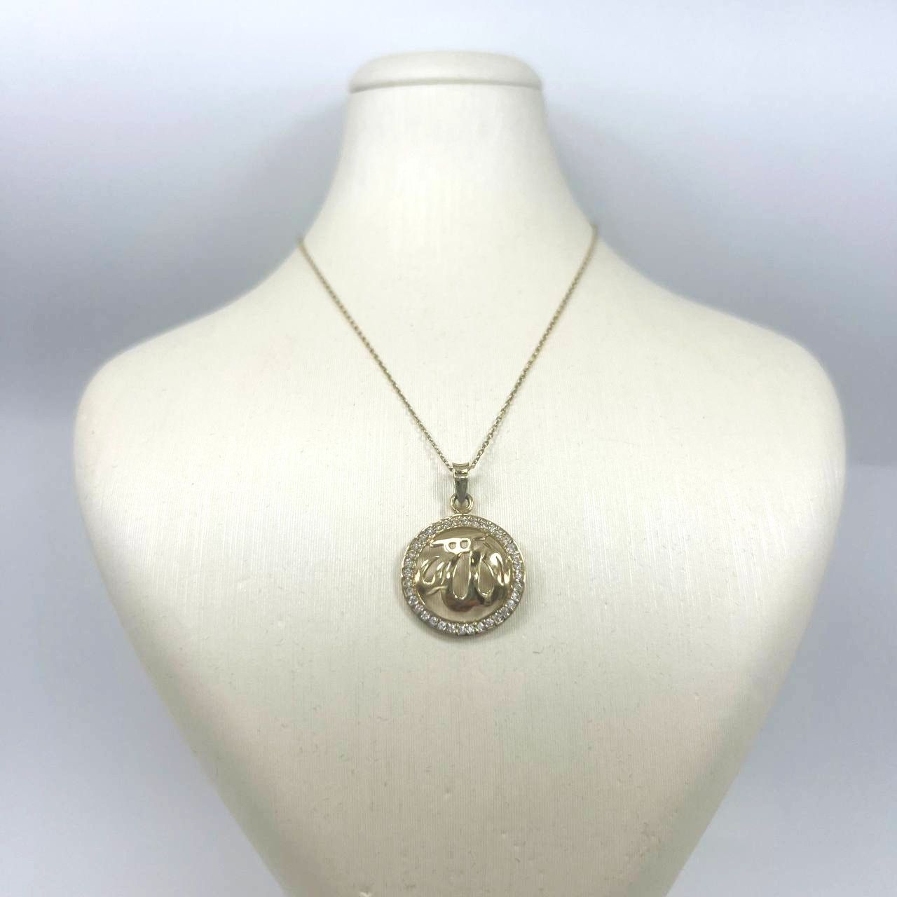 Other Elegant 14K yellow gold pendant zircon stones word Allah Size ONE SIZE - 8 Thumbnail