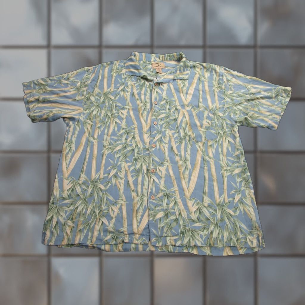 Vintage Jamaica Jaxx Shirt Mens 2XL Blue Green Silk Bamboo Print Camp Aloha Hawaiian Size US XXL / EU 58 / 5 - 1 Thumbnail