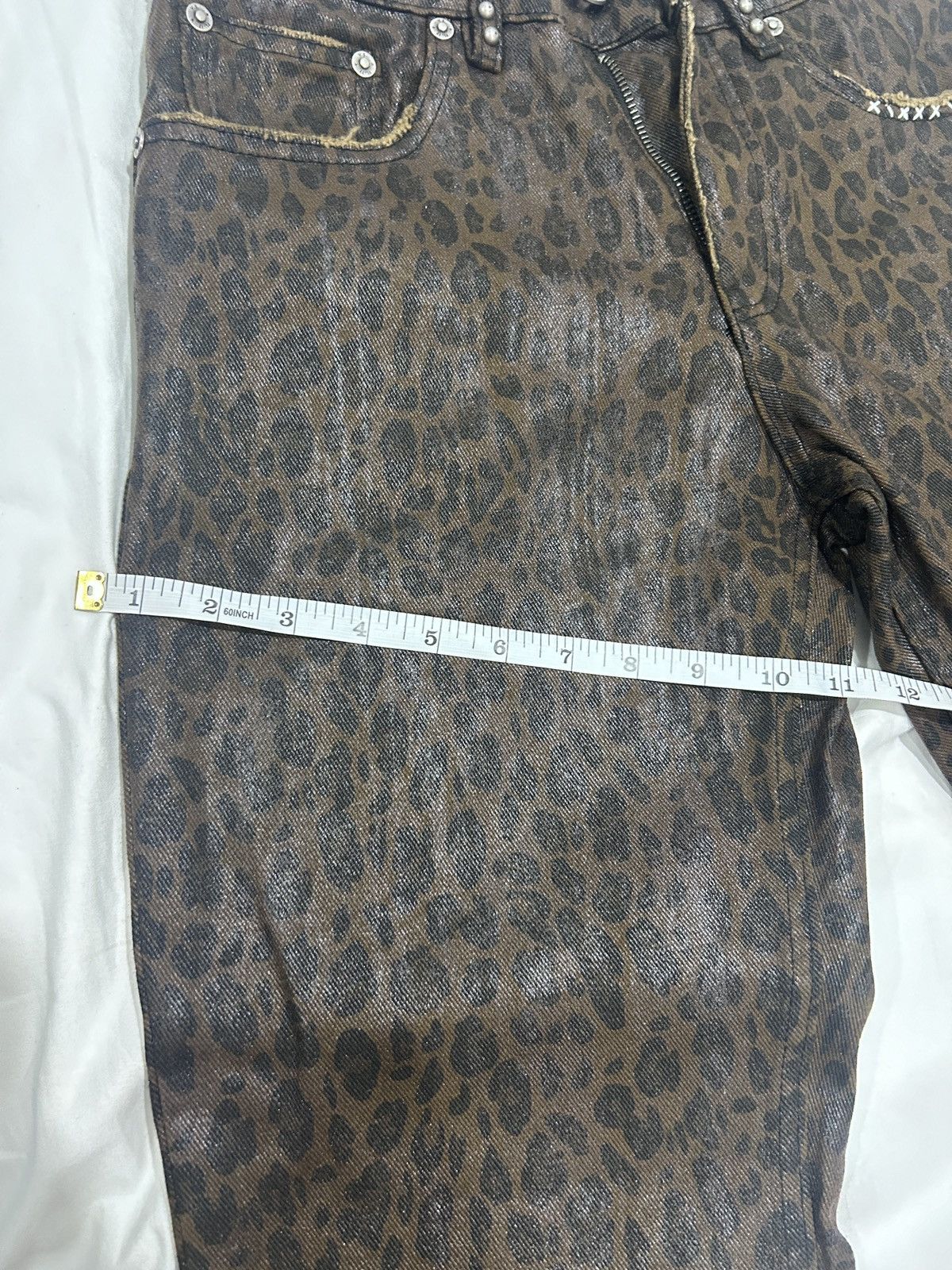 Vintage Vague Waxed Bootcut Denim Leopard Jeans Size US 30 / EU 46 - 5 Thumbnail