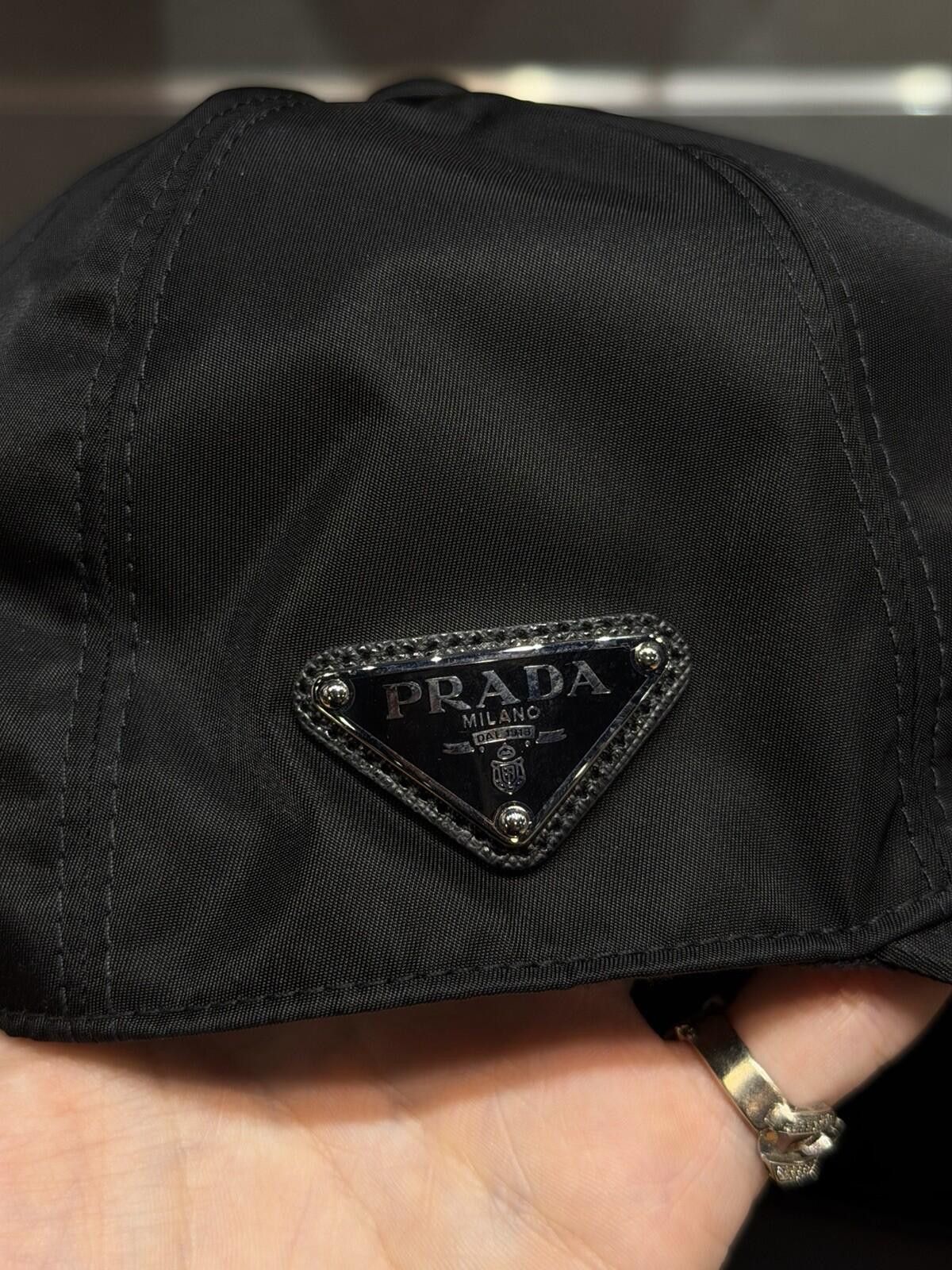 Prada Prada Re-Nylon Baseball Cap Unisex Black Size XL W Box Size ONE SIZE - 10 Thumbnail