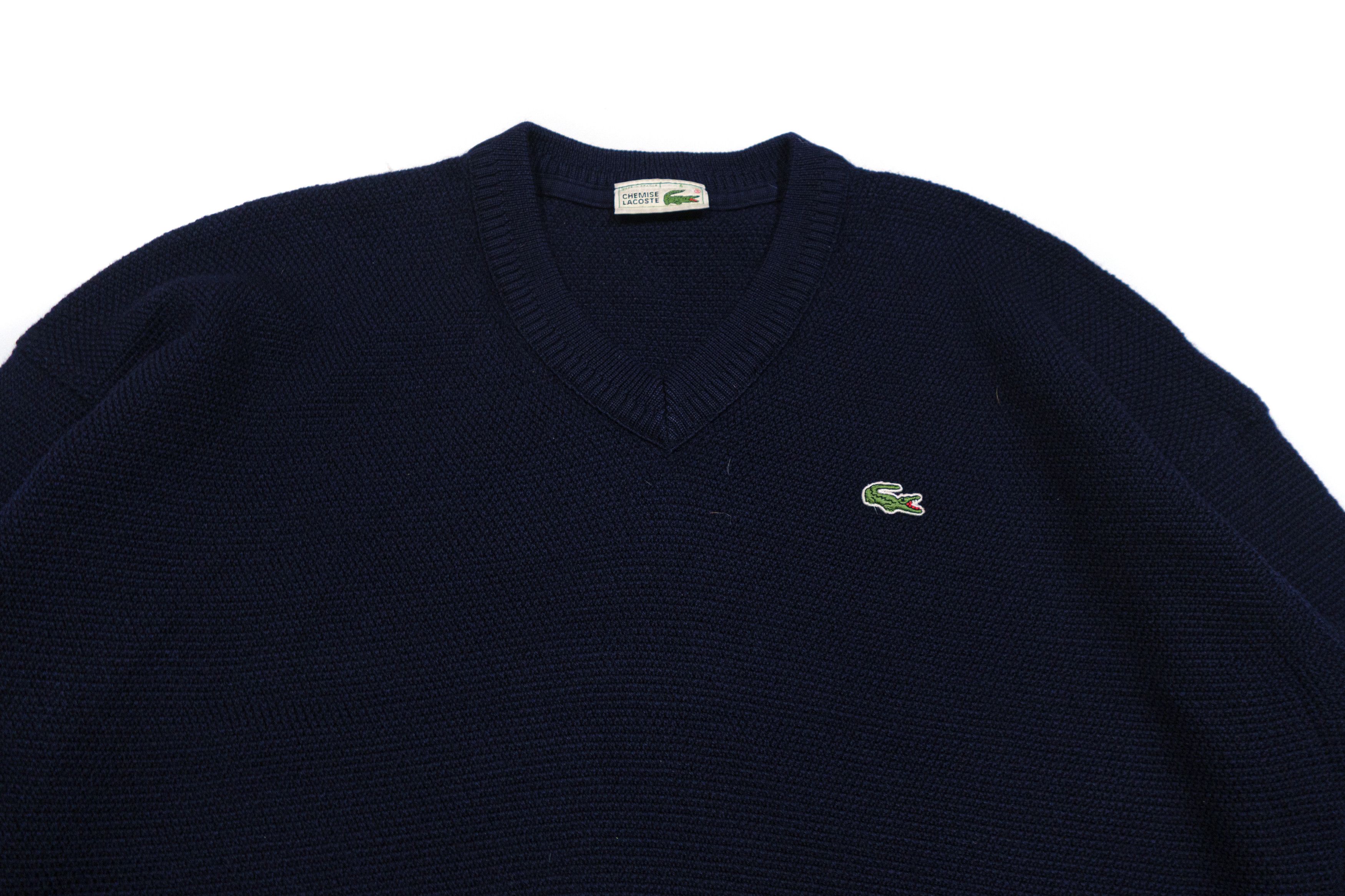 Lacoste 90S Logo V-Neck Wool Knit Made in France Size US L / EU 52-54 / 3 - 3 Thumbnail