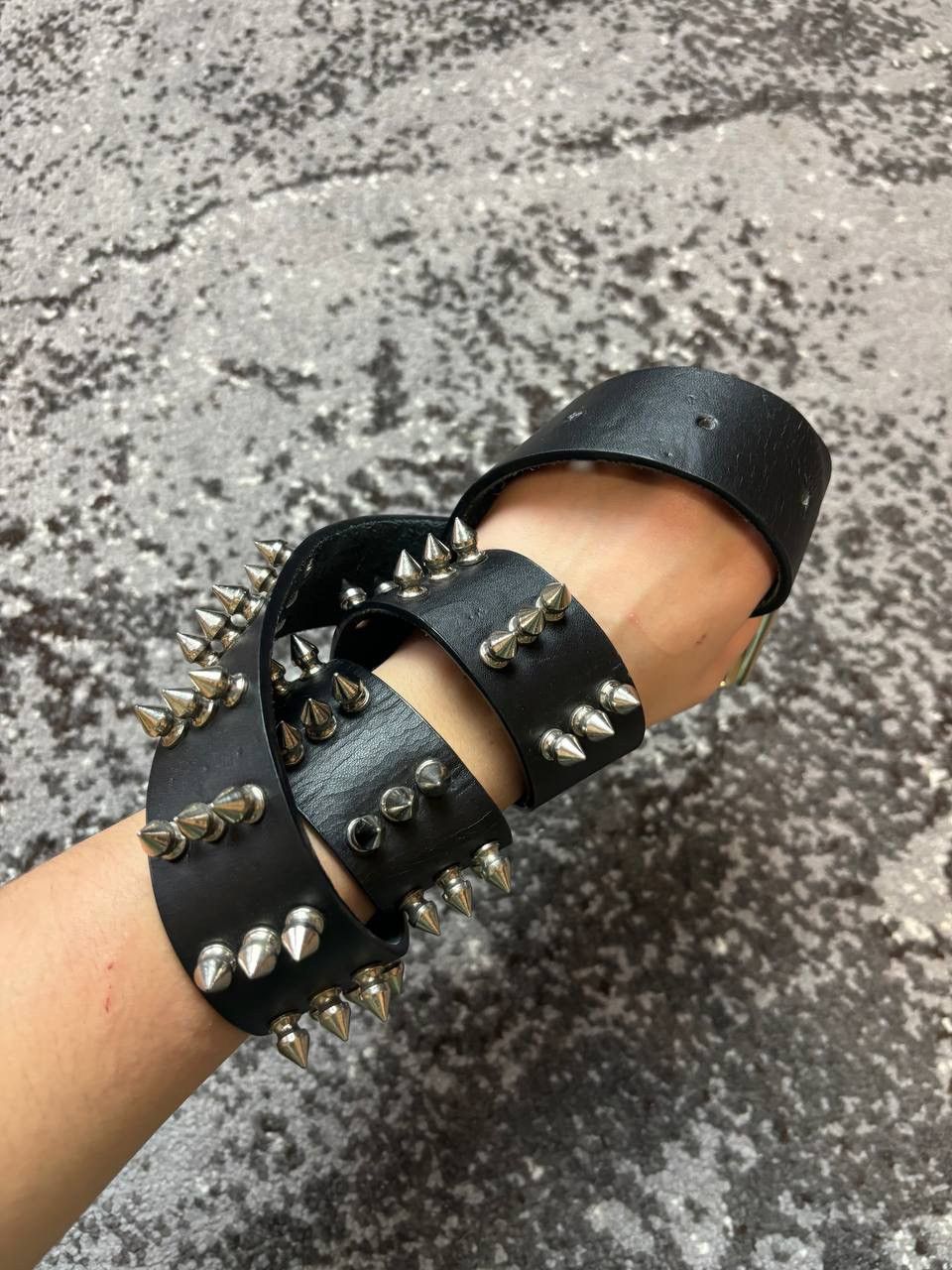 Japanese Brand × Vintage Vintage Y2K Punks Thorn Black Leather Belt Opium Size ONE SIZE - 3 Thumbnail