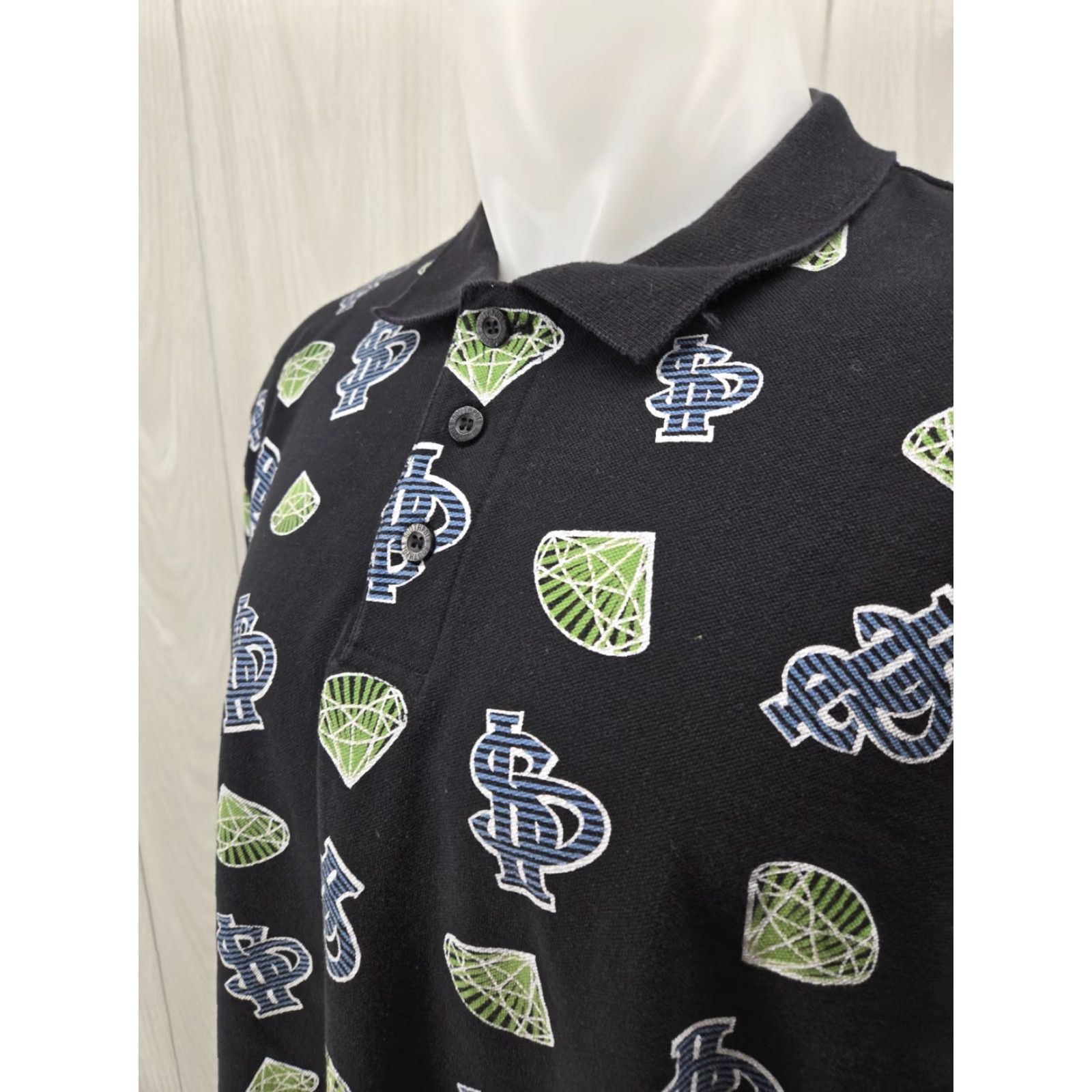 Southpole VINTAGE South Pole Polo Shirt Men’s 2XL Black All Over Print Diamonds SP Polo Shirt Hip Hop Y2K Logo Mens Size US XXL / EU 58 / 5 - 5 Thumbnail