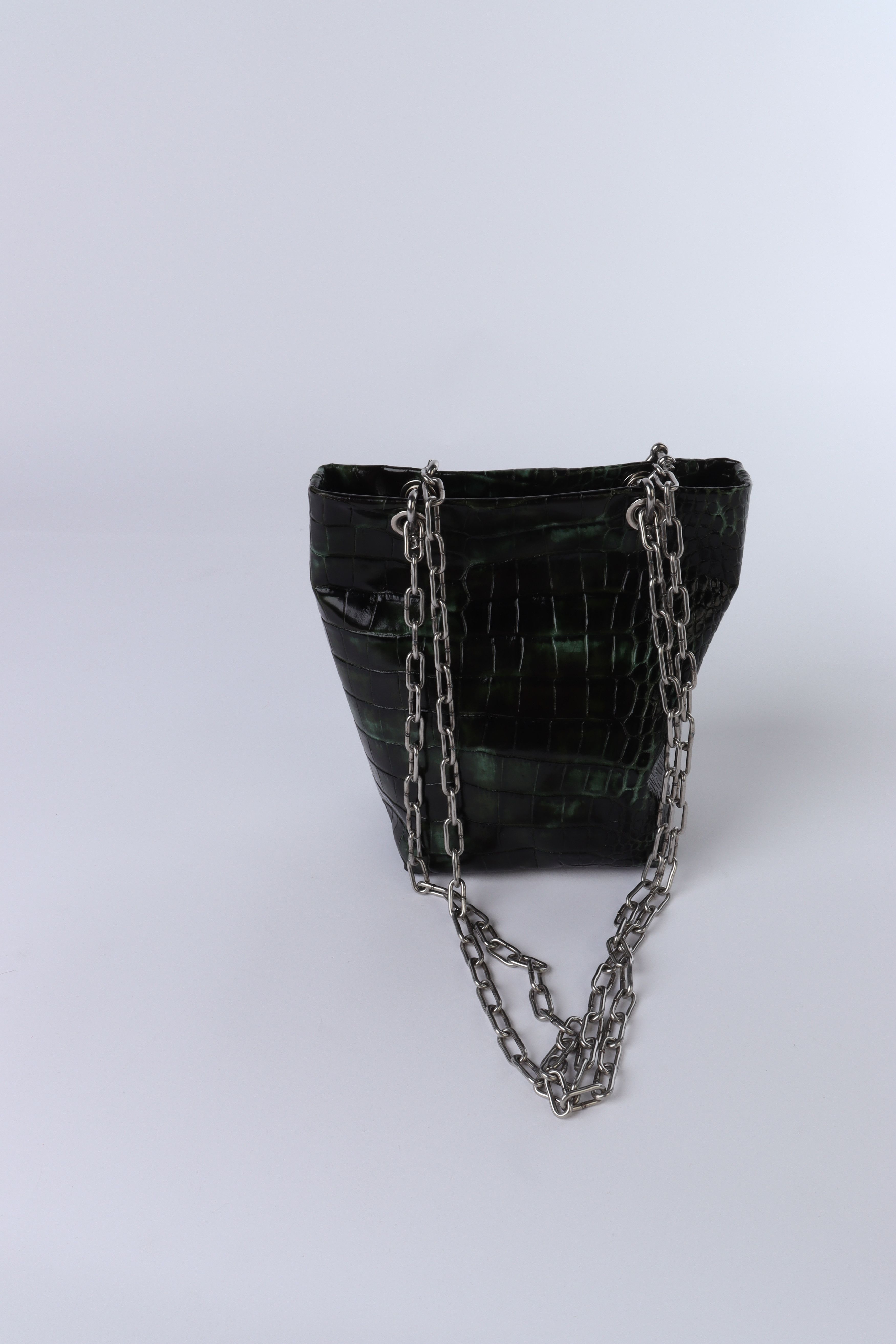Japanese Brand × Vintage Leather crocodile chain tote bag Size ONE SIZE - 3 Thumbnail