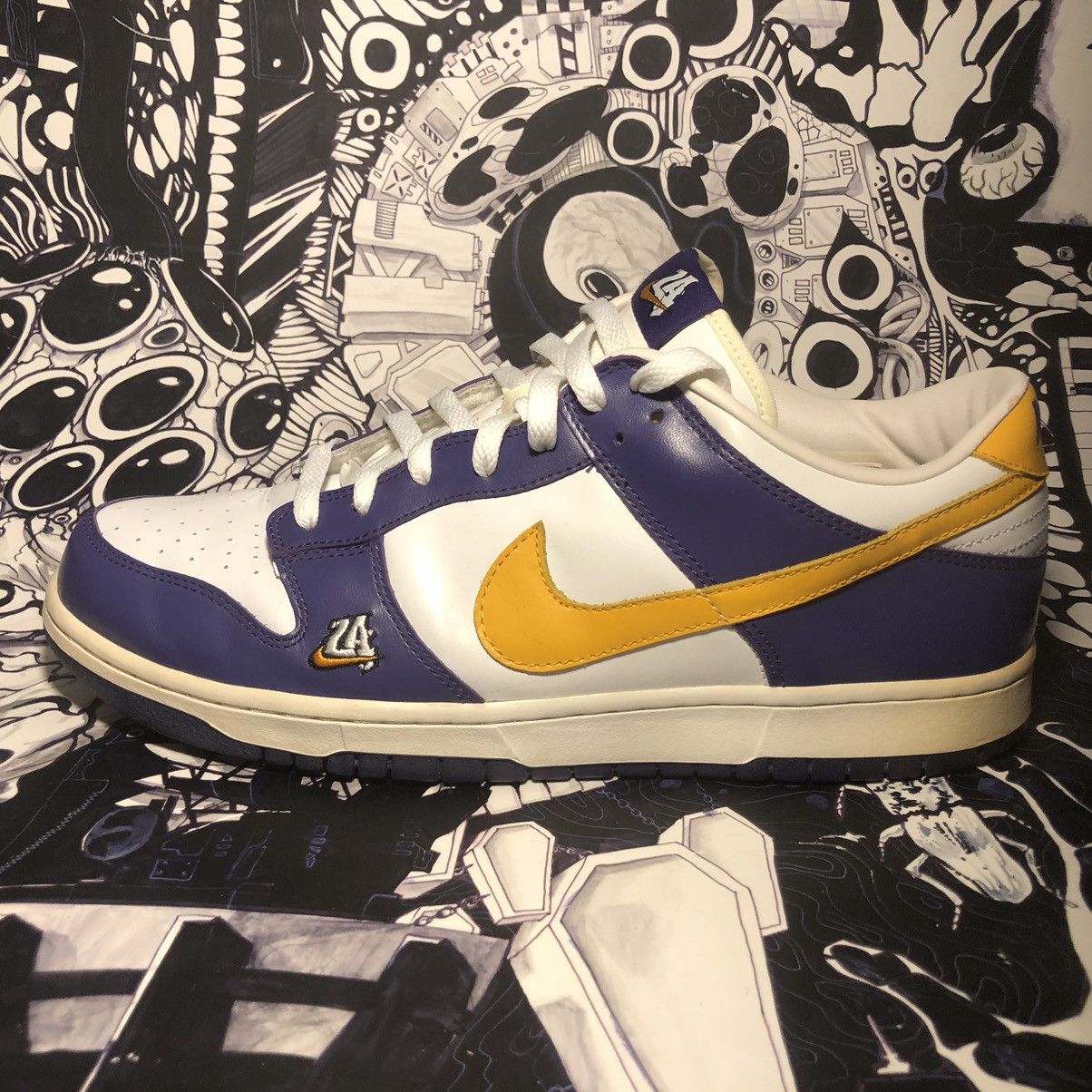 Nike × Vintage RARE 2004 Nike Dunk Low LA Los Angeles Court Purple Kobe Size US 13 / EU 46 - 6 Thumbnail