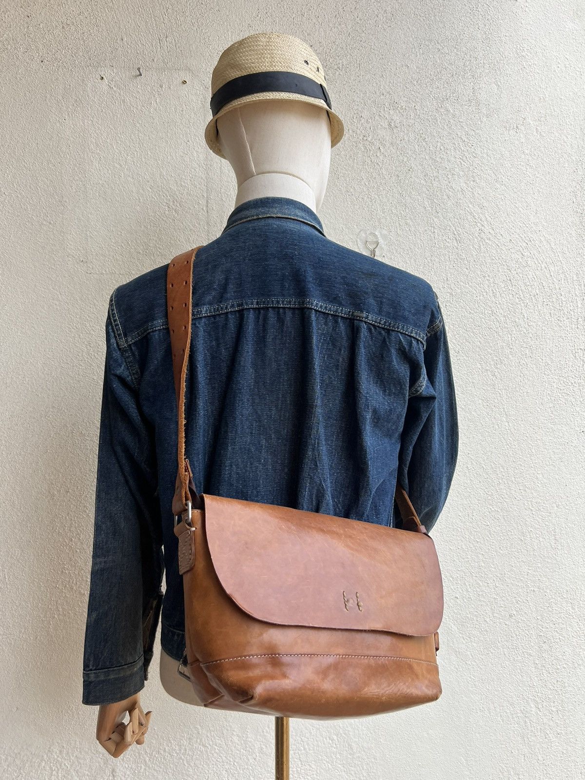Leather H 1203 Mano Fece Japan Patina Leather Bag Size ONE SIZE - 1 Thumbnail