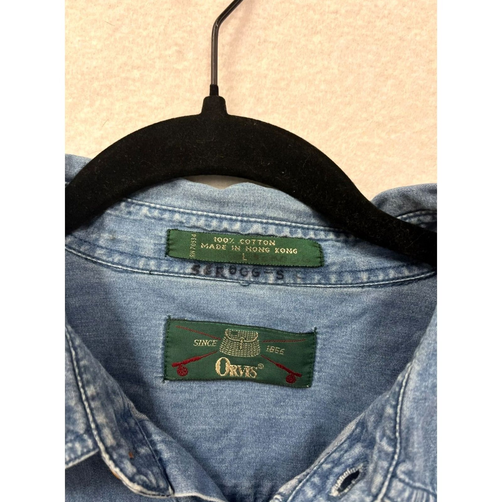 Orvis Orvis Mens Large Denim Button-Up Shirt 100% Cotton Long Sleeve Blue Casual Mens Large Denim Shirt Size US L / EU 52-54 / 3 - 3 Thumbnail