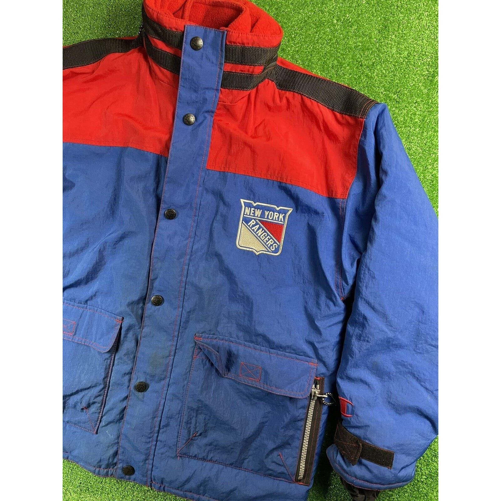 Image of Vintage 90's Champion New York Rangers Large Jacket Blue, Men's