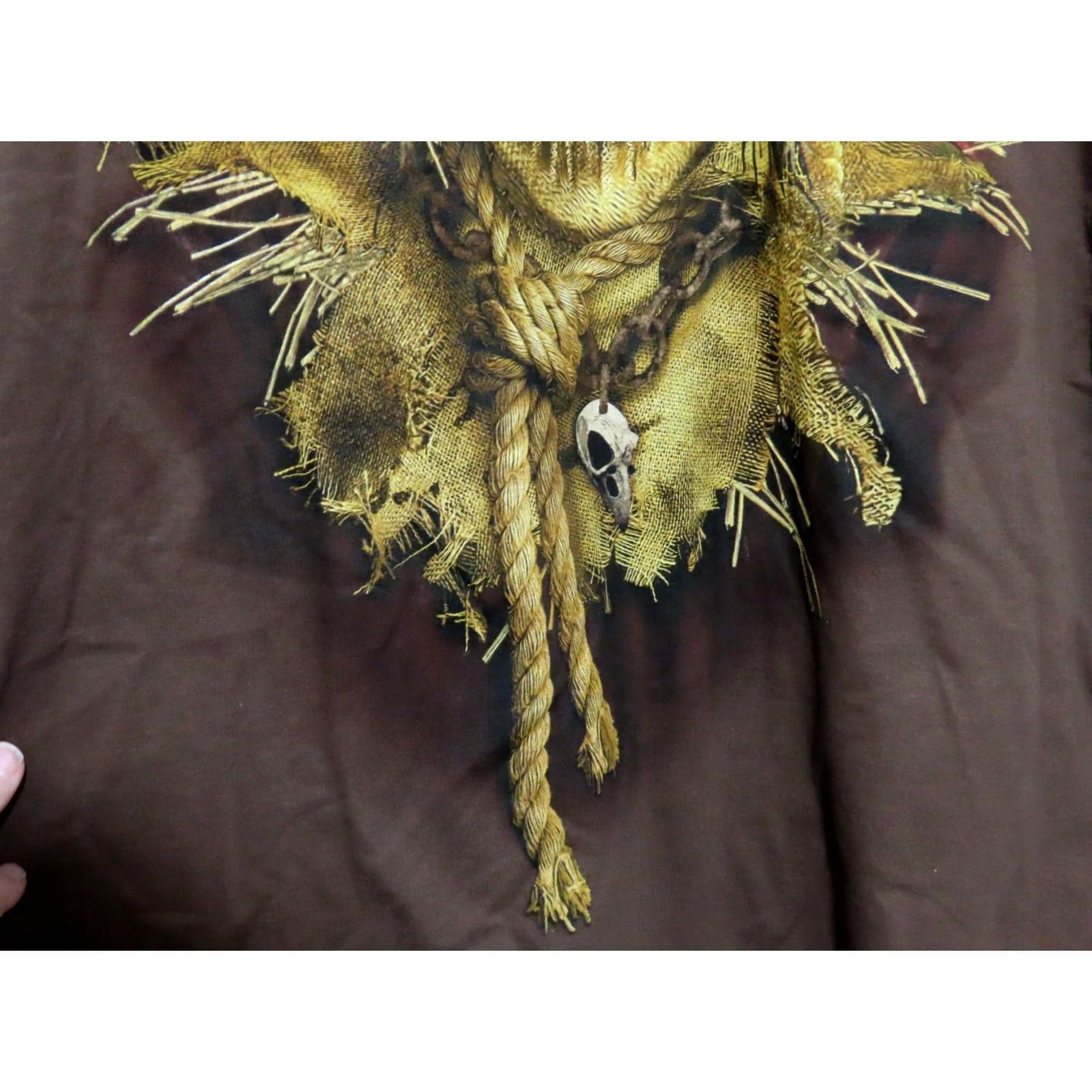 Vintage Halloween Skull Scarecrow Top Hat T-shirt Men XL Brown Graphic Print Crew Neck Short Sleeve Cotton Regular Fit N/A Size US XL / EU 56 / 4 - 4 Thumbnail