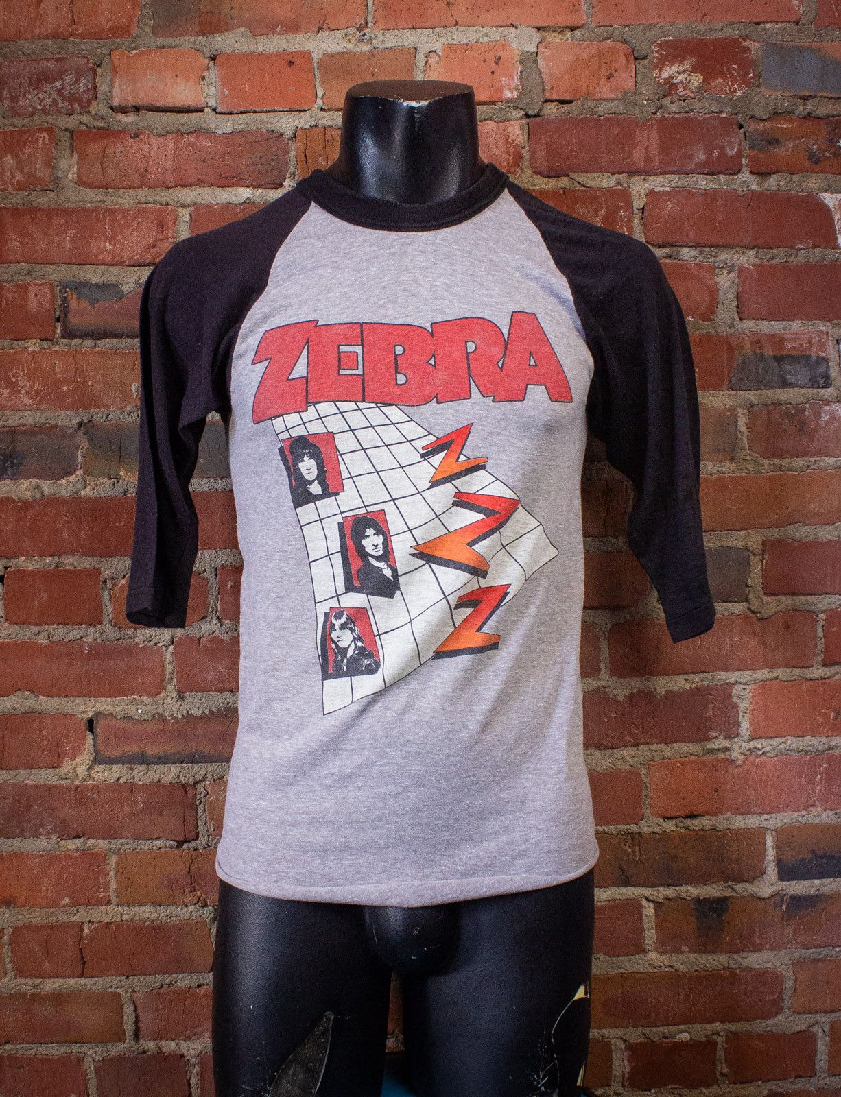 Image of Band Tees x Vintage Zebra Concert T Shirt Raglan 1983 in Black, Men's (Size XS)