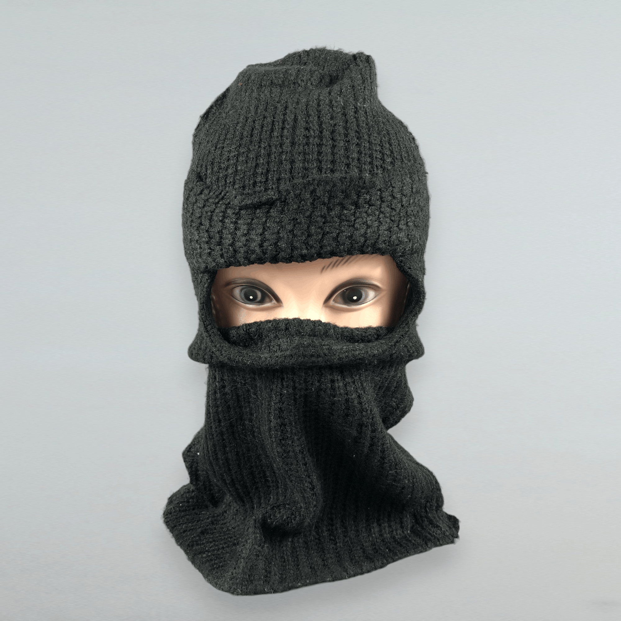 Japanese Brand Black Knit Balaclava Hat Beanie Size ONE SIZE - 1 Thumbnail