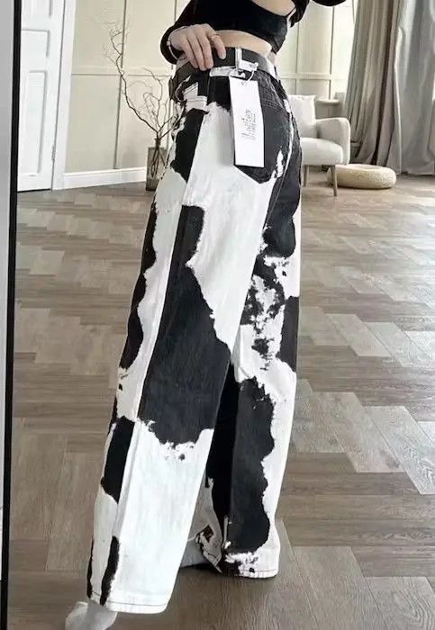 Japanese Brand Black White Straight Tie-dye Jeans Denim Pants Size US 30 / EU 46 - 5 Thumbnail