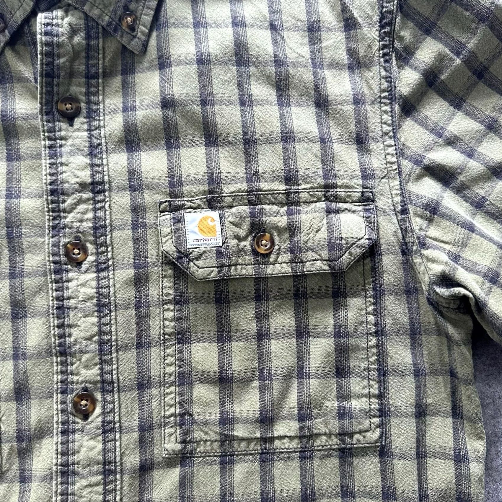 Carhartt Carhartt Shirt Mens S Green Flannel Long Sleeve Button-Up Workwear Plaid Pocketed Size US S / EU 44-46 / 1 - 2 Thumbnail