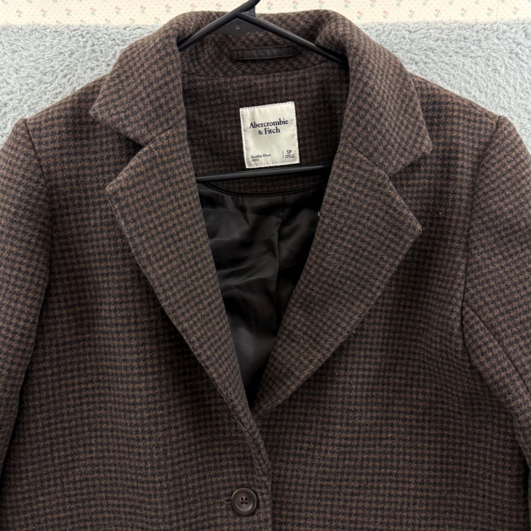 Abercrombie & Fitch VINTAGE Abercrombie & Fitch Coat Womens SP Brown Wool Houndstooth Blazer Jacket Preppy Size S / US 4 / IT 40 - 3 Thumbnail
