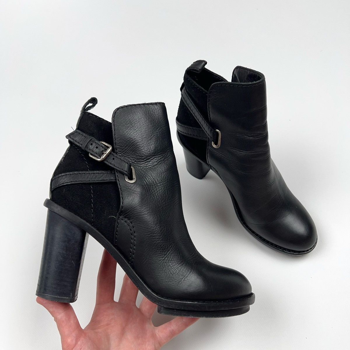 Acne Black Leather Ankle Boots