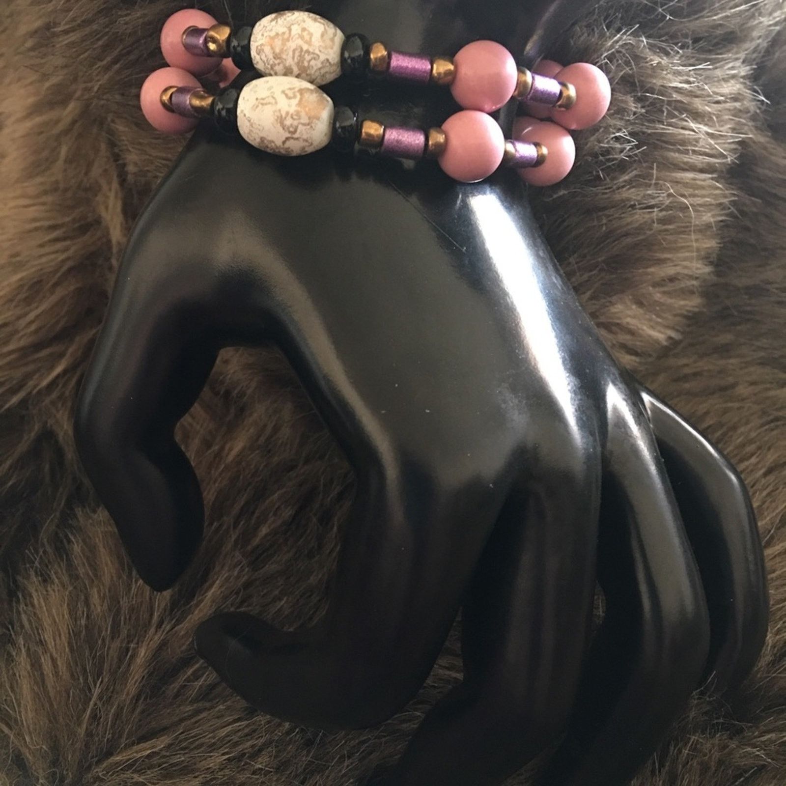 Jewelry Genuine marble stone beaded bracelet copper toggle Size ONE SIZE - 2 Thumbnail