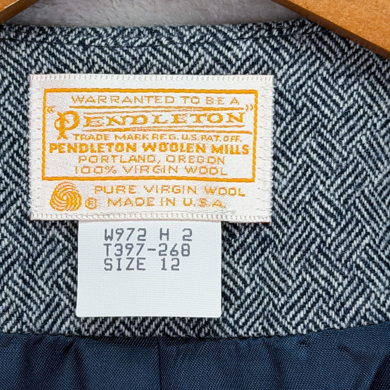 Pendleton VTG 60s Wool Pendleton Herringbone Gray Tie Blazer Womens 12 Size XL / US 12-14 / IT 48-50 - 7 Thumbnail