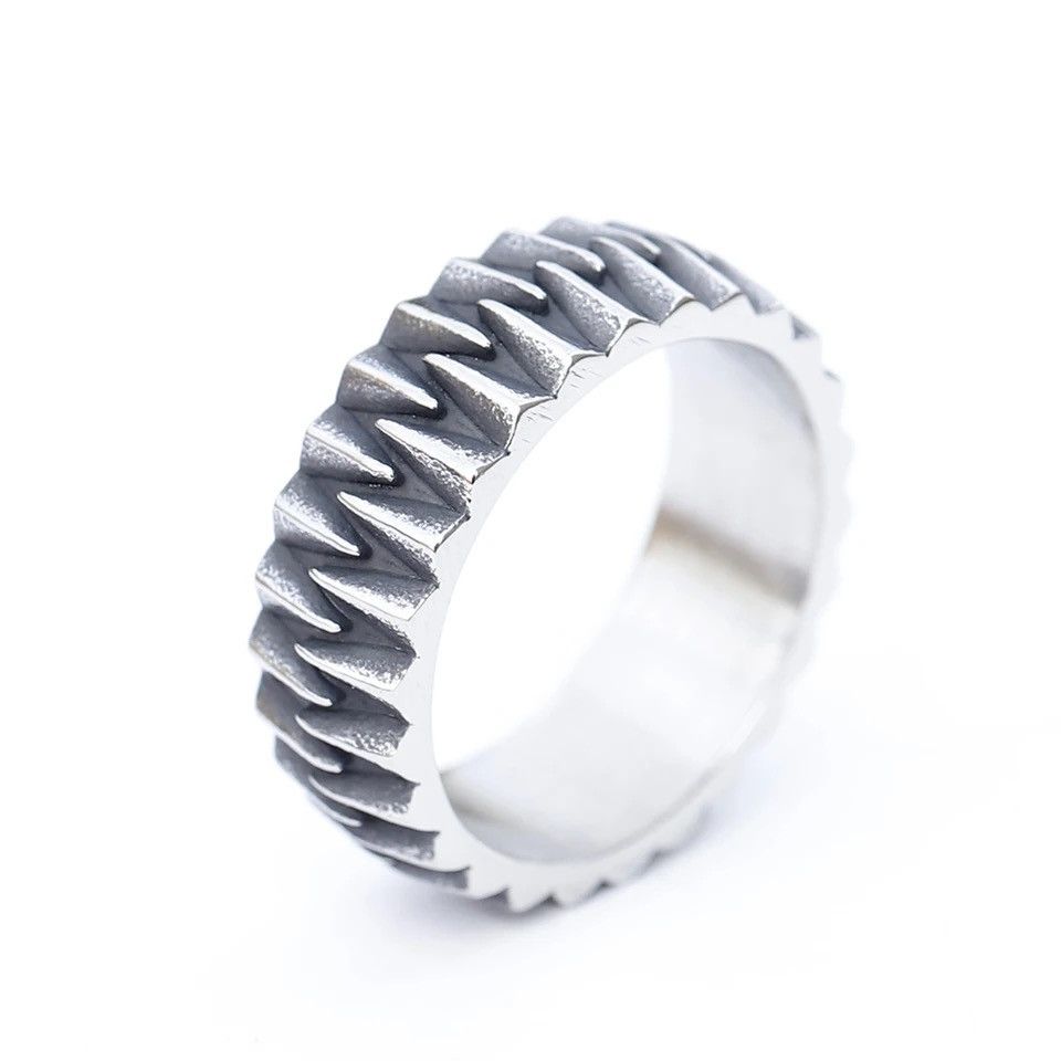 Jewelry × Vintage New 316L Stainless Steel Enagagement Retro gear Ring Size ONE SIZE - 4 Thumbnail