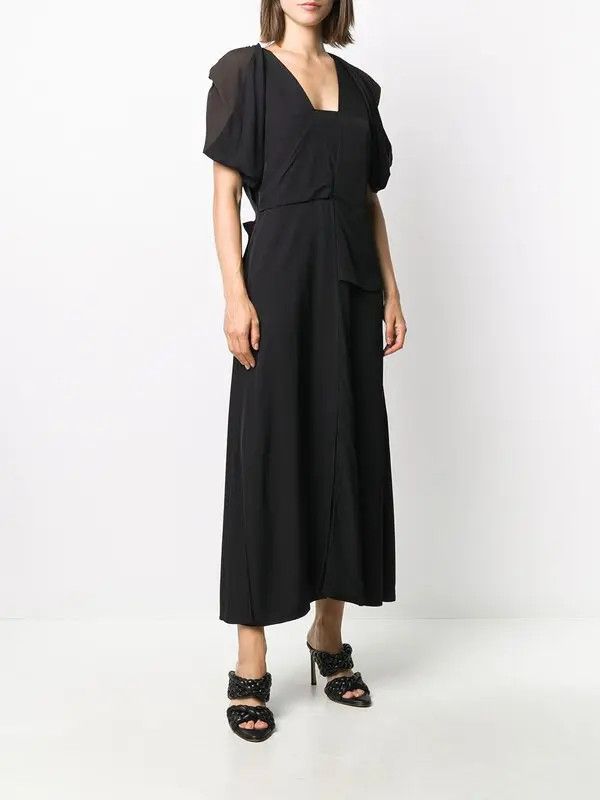 Bottega Veneta o1y0725 Midi Dress in Black Size XS / US 0-2 / IT 36-38 - 3 Thumbnail