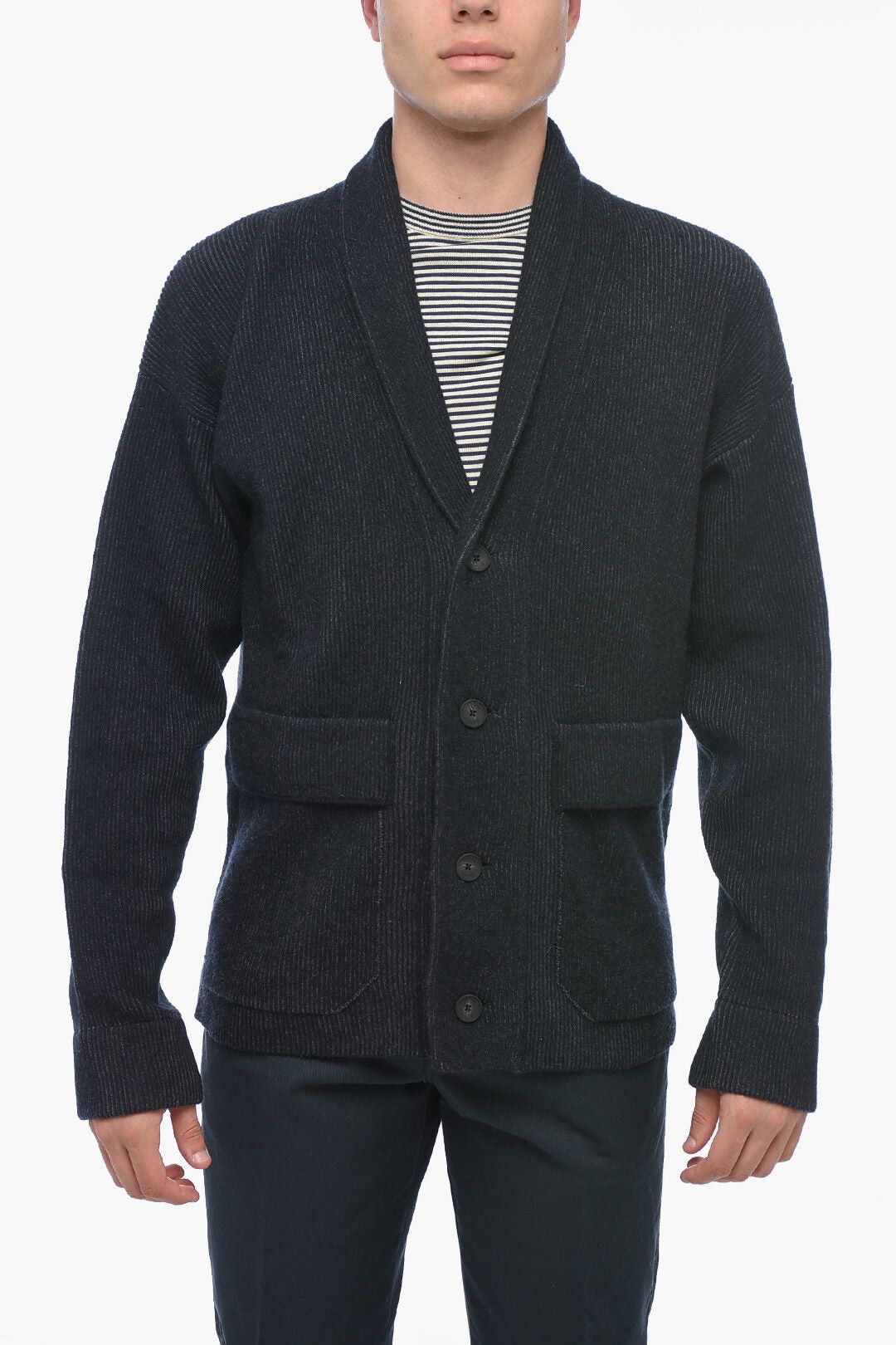 Ermenegildo Zegna USE THE EXISTING Wool-Blend Cardigan with Shawl Collar Size US M / EU 48-50 / 2 - 1 Thumbnail
