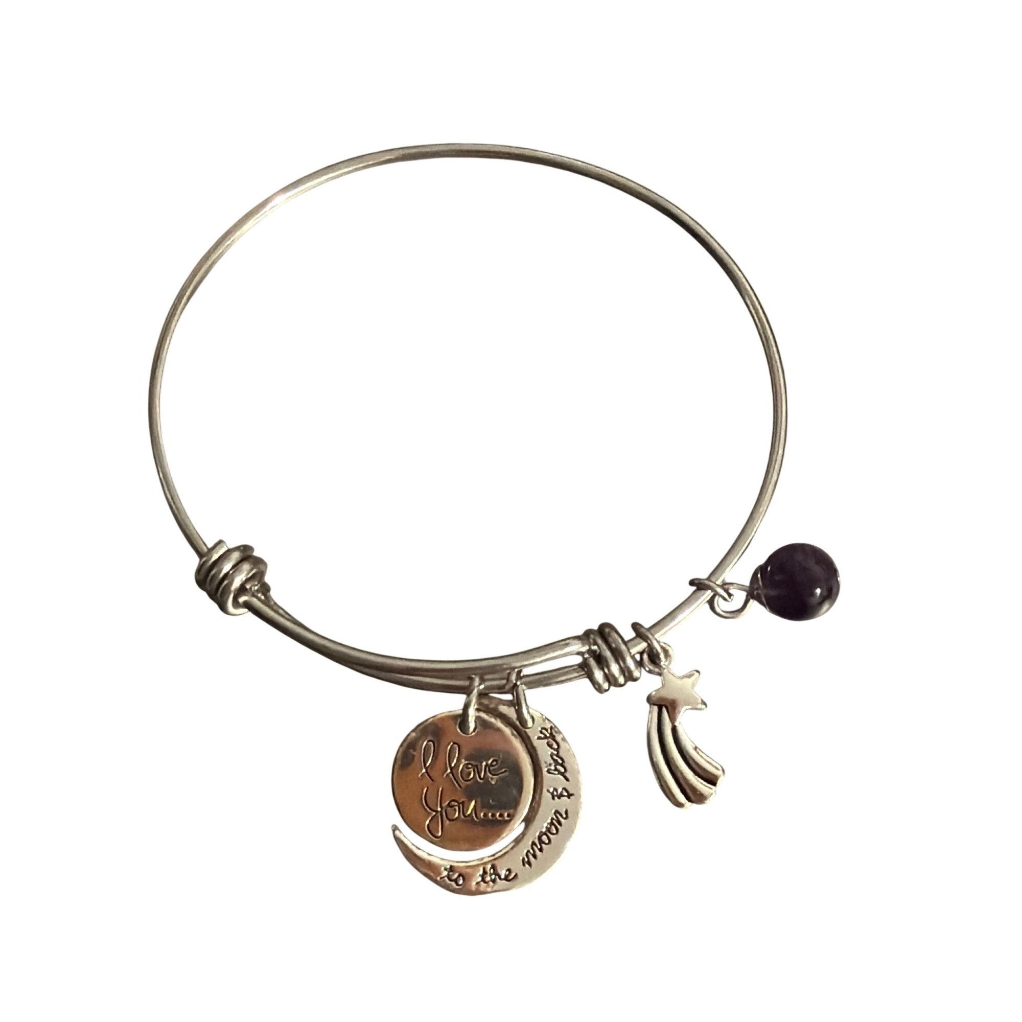 Other Silver Tone Expandable Bracelet Amethyst Bead Love to Moon B Size ONE SIZE - 1 Thumbnail