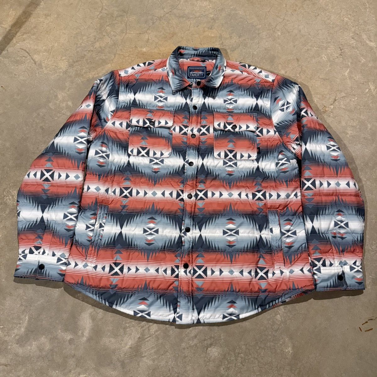 Faherty Faherty Horizon Series CPO Quilted Puffer Aztec Shirt Jacket Size US XXL / EU 58 / 5 - 2 Thumbnail
