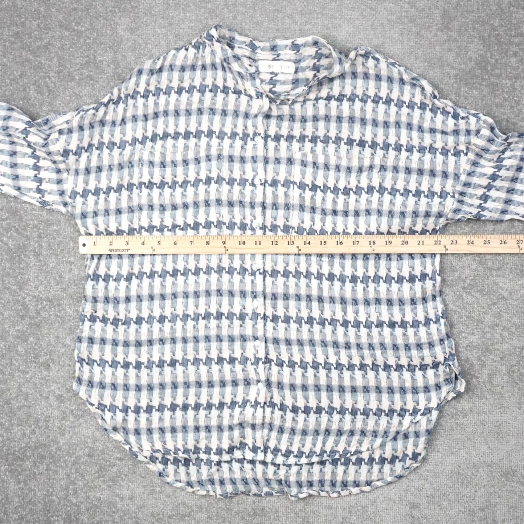 Lou & Grey Lou & Grey Loft Top Adult Small Blue Multicolor Textured Button Women A73 Size S / US 4 / IT 40 - 4 Thumbnail