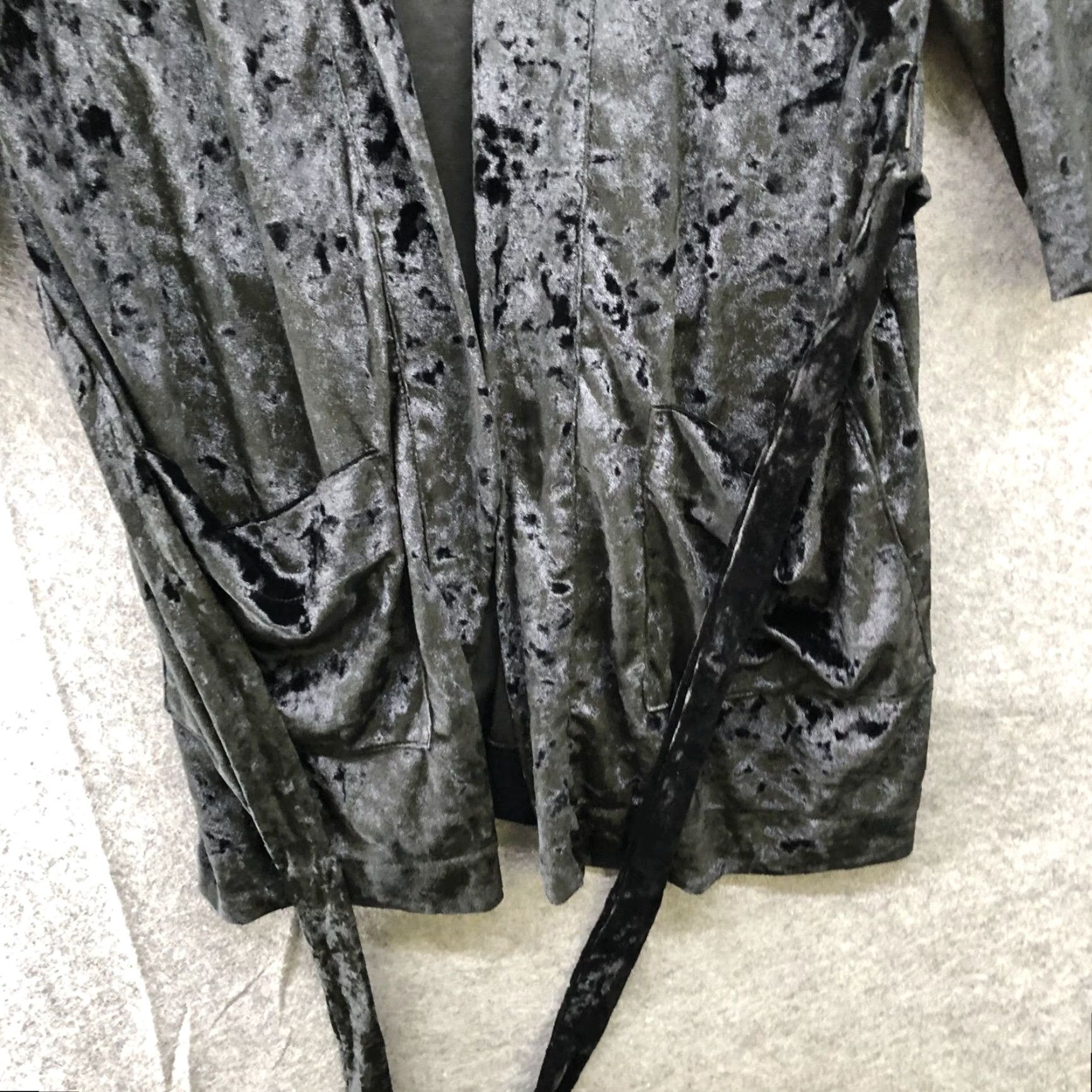 Gap Gap Velvet Robe Womens S Black Tie Waist Longline Kimono Lounge, Bag Body, 3/4 Sleeve, Polyester, Fall Winter, Robe, Regular, XS/S Size ONE SIZE - 4 Thumbnail