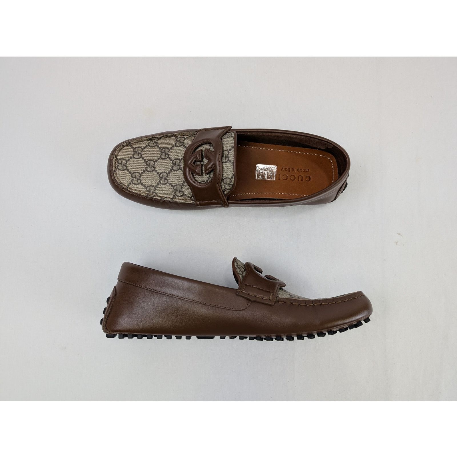 Gucci o1rshd1 Leather Upper and Rubber Loafers in Brown Size US 11 / EU 44 - 1 Thumbnail