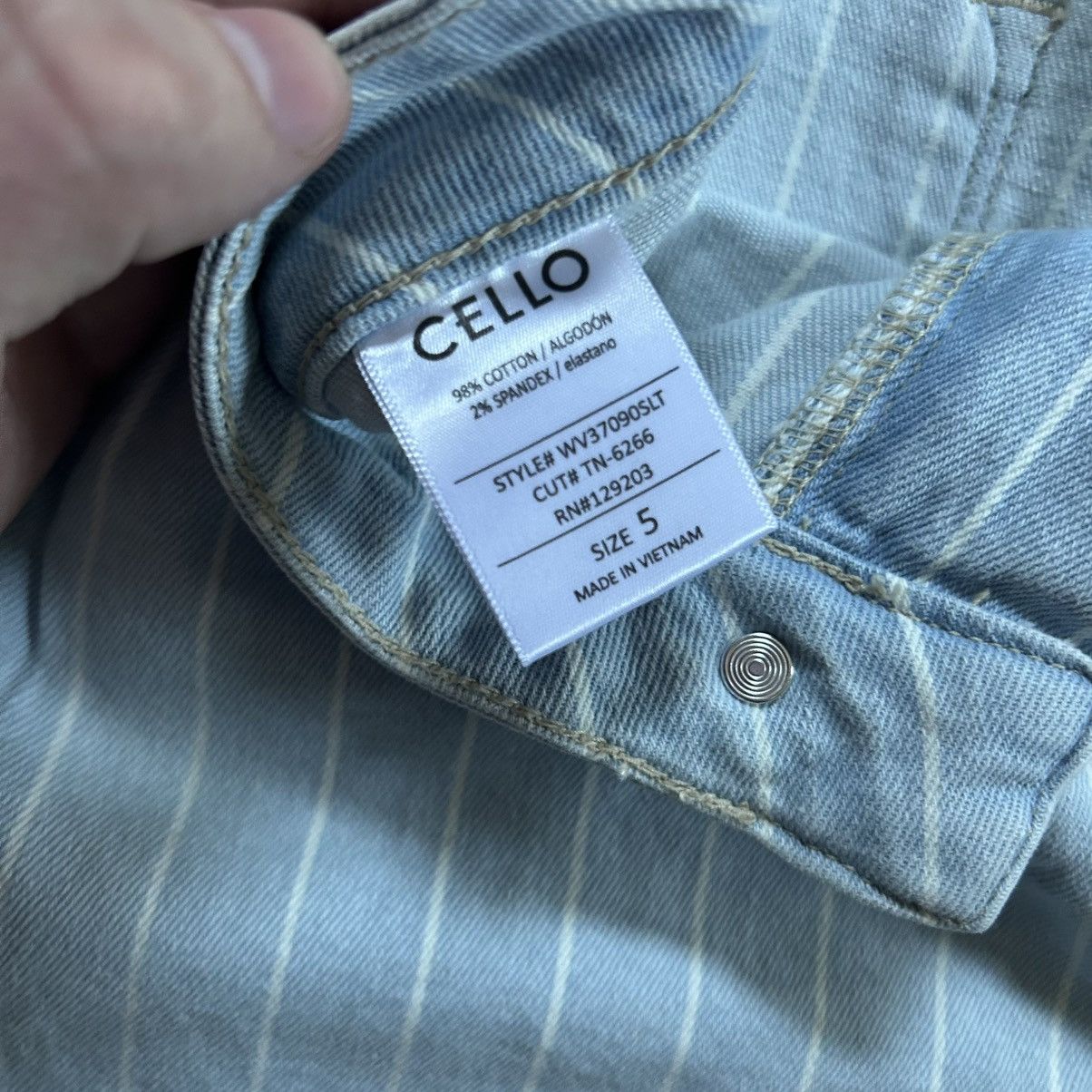 Other PALE BLUE STRiPED CELLO JEANS STRETCH FLARED BOOTCUT RAW HEM Size 28" / US 6 / IT 42 - 9 Thumbnail