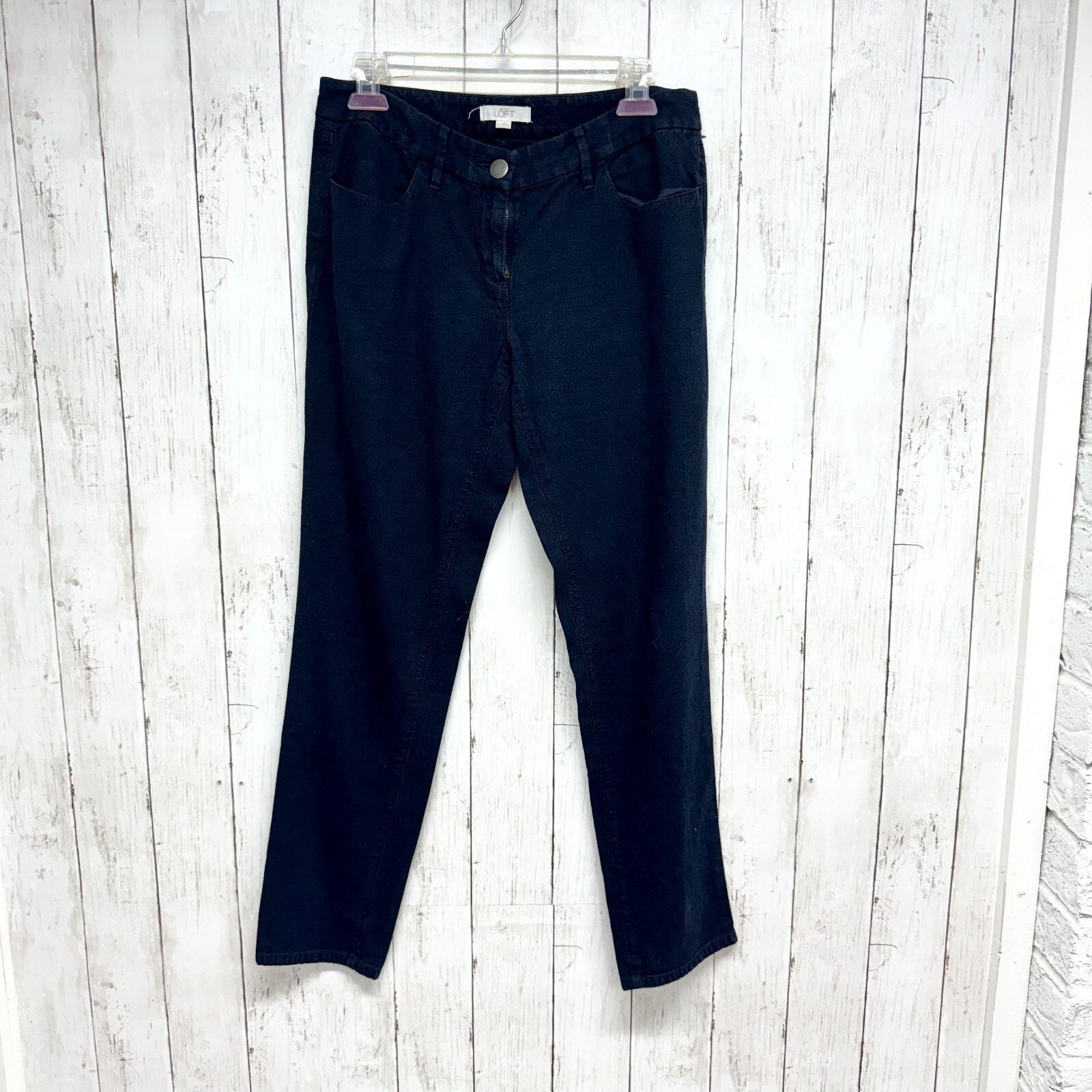 Loft Loft Pants Sz 0 Dark Navy Denim High Rise Relaxed Straight Size 25" / US 0 / IT 36 - 1 Thumbnail