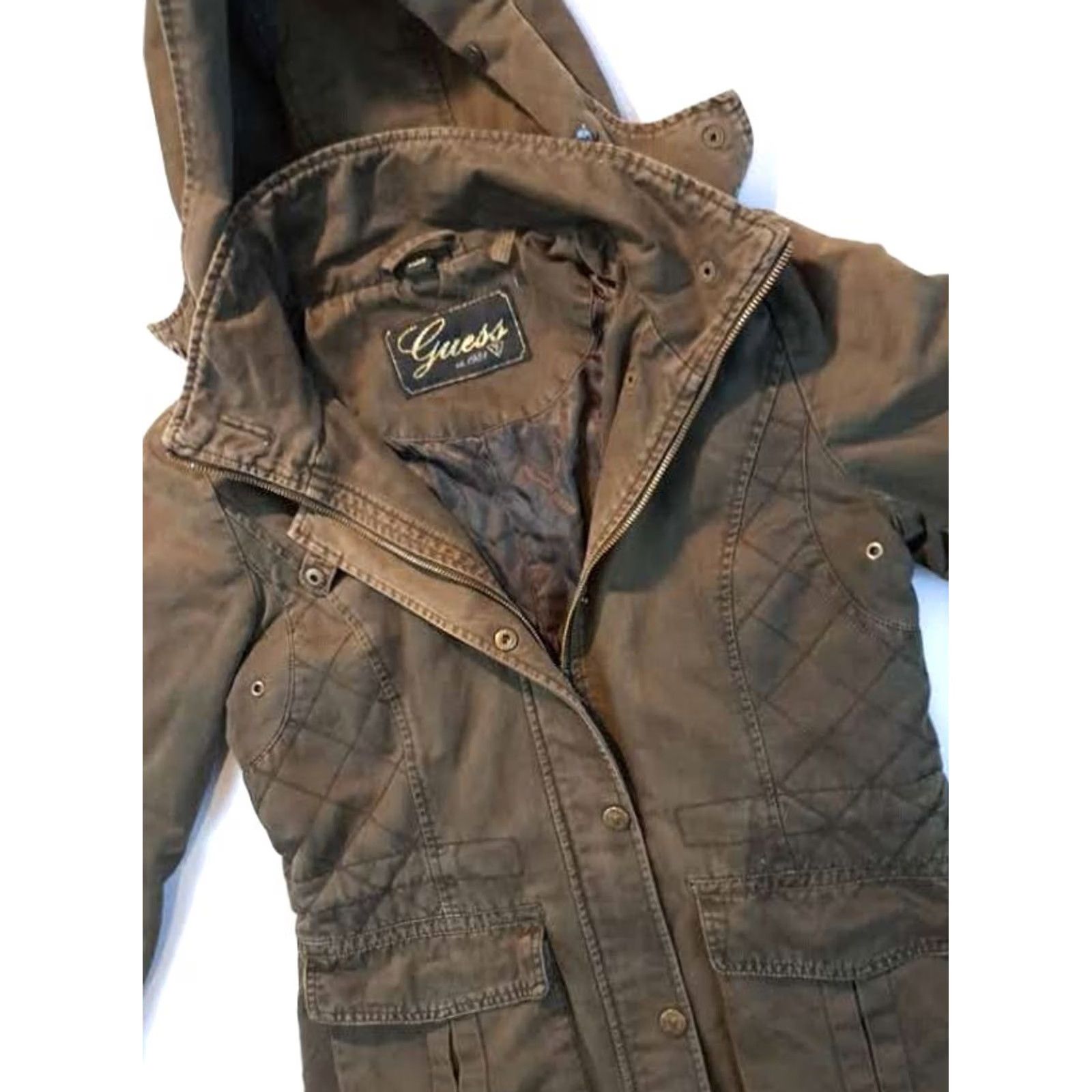 Guess VINTAGE GUESS Denim Jacket Womens Full Zip Button Green Petite Small Size S / US 4 / IT 40 - 3 Thumbnail
