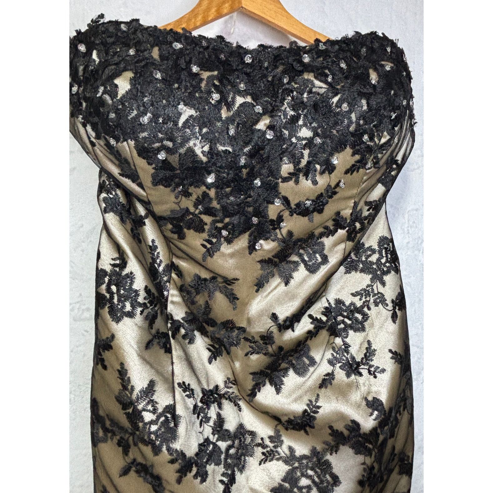 Other HEBEOS Strapless Trumpet Black Lace Over Gold Satin | NWOT Size XL / US 12-14 / IT 48-50 - 4 Thumbnail