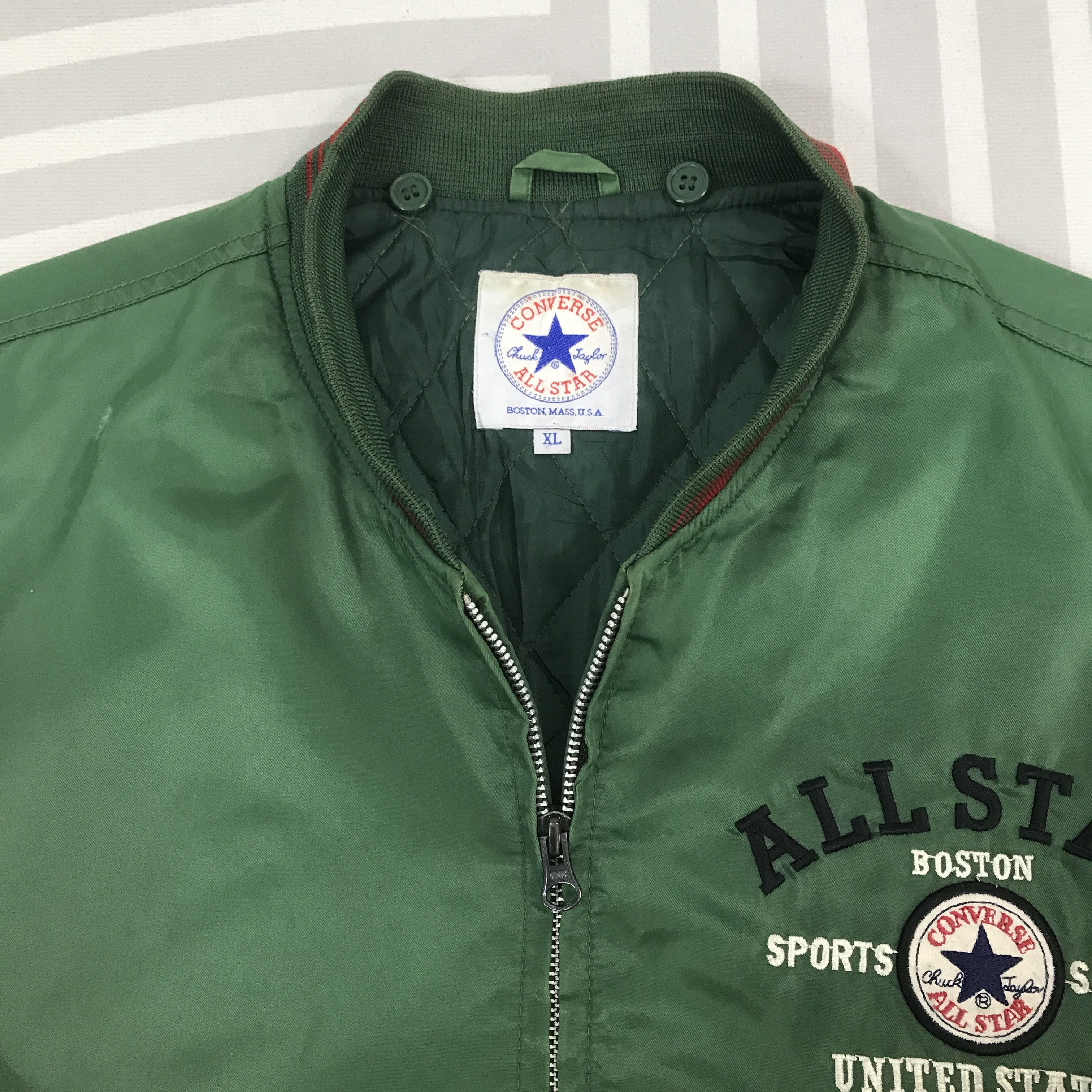 Converse × Vintage Vintage Converse All Star Bomber green Jacket Size US XL / EU 56 / 4 - 8 Thumbnail