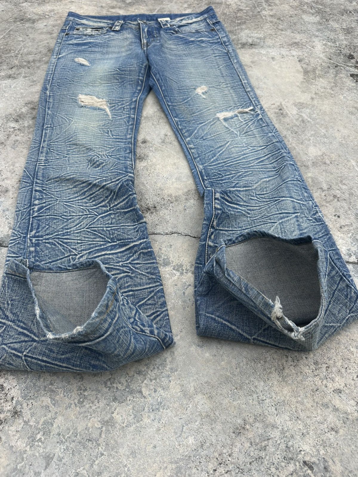 If Six Was Nine 2000s Japanese Brand Beautiful Whisker Flare Jean Size US 30 / EU 46 - 3 Thumbnail