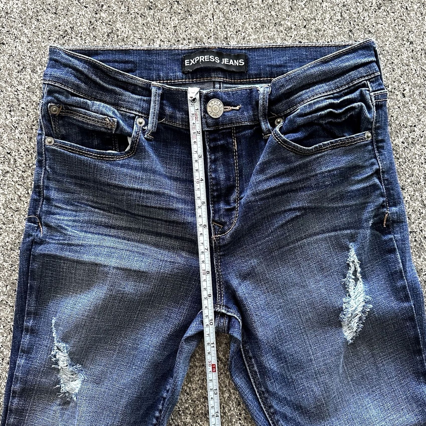 Express Express Jeans Womens 8 29x24 Mid Rise Cropped Denim Blue 5-Pocket Stretch N/A Size 29" - 8 Thumbnail