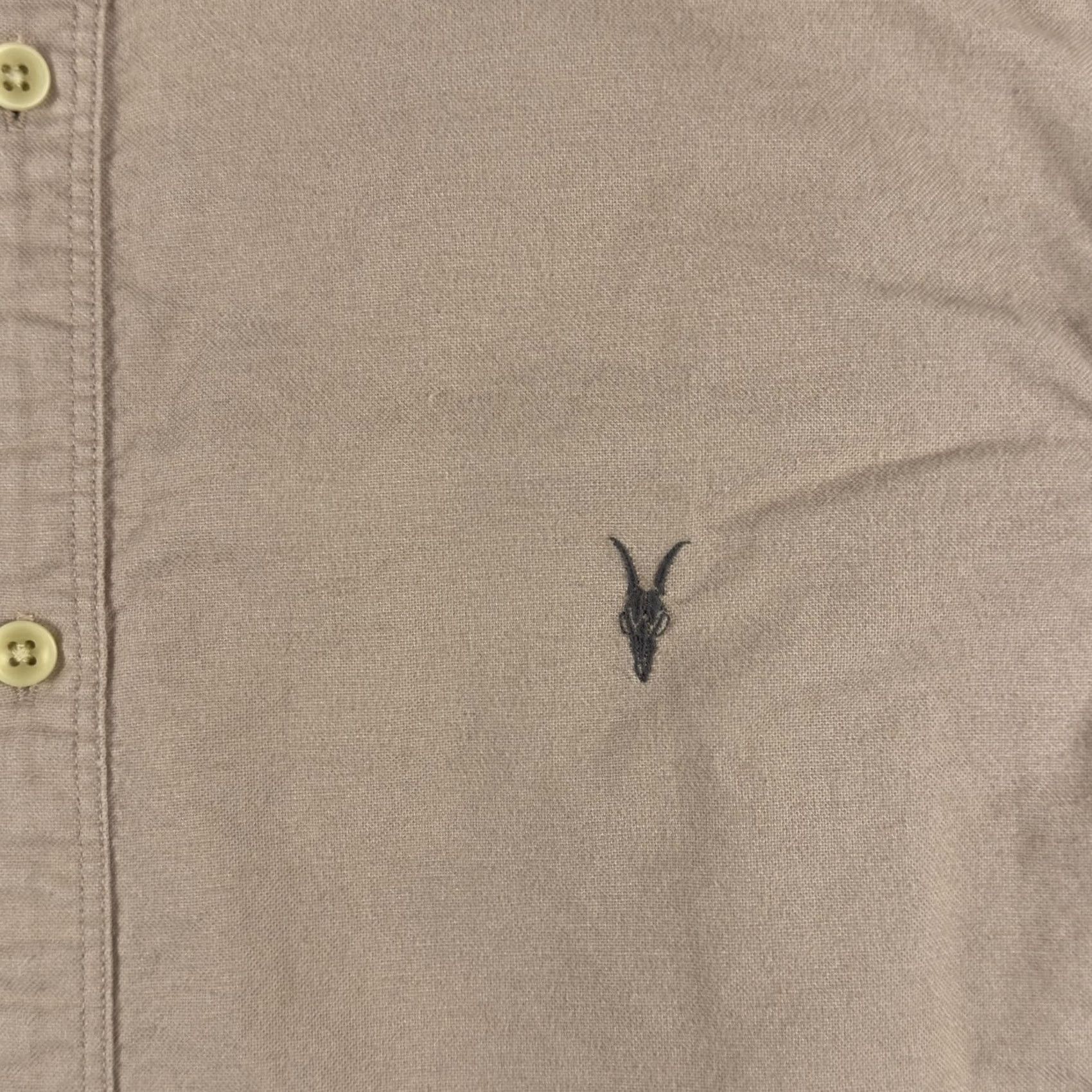 Allsaints AllSaints Shirt Mens Large Beige Solid Long Sleeve Button Up Raw Hem Casual Size US L / EU 52-54 / 3 - 2 Thumbnail