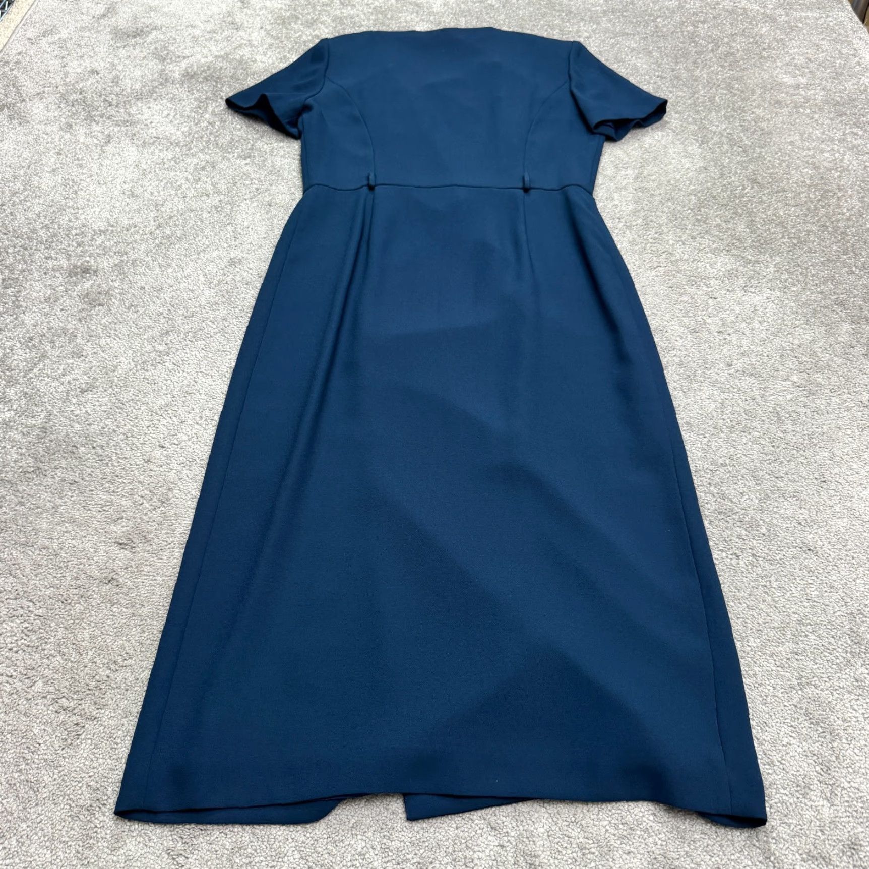 Talbots VINTAGE Talbots Dress 10 Navy Blue 90s Sheath Midi Short Sleeve Womens Ladies Workwear Classic Secretary Officewear Feminine BOSS Size L / US 10 / IT 46 - 2 Thumbnail