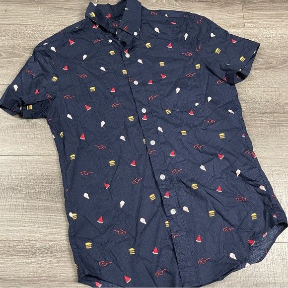 J.Crew J Crew Flex Summer Icon Watermelon Glasses Burger Button Up Size US XL / EU 56 / 4 - 2 Thumbnail