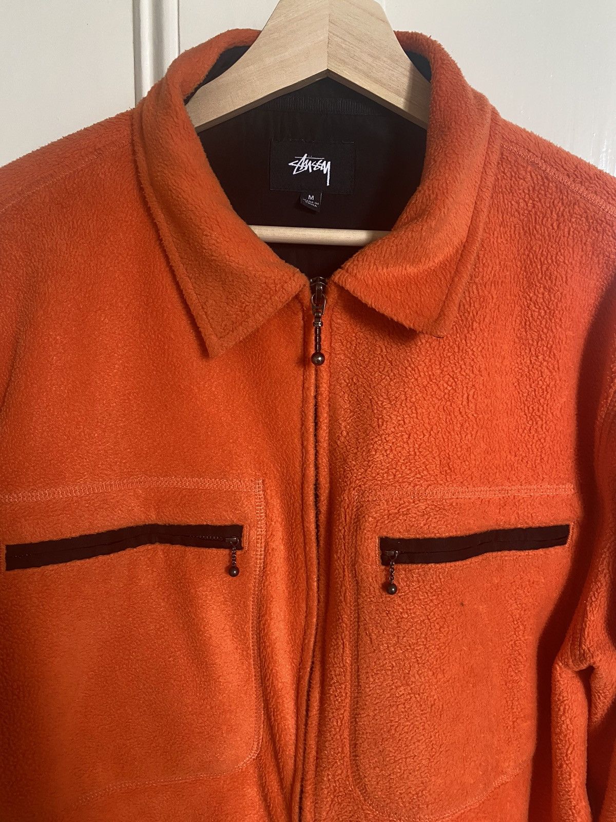 Vintage Stussy Polar Fleece Full Zip Orange Grailed
