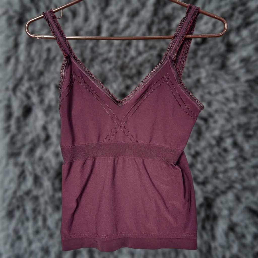 Ann Taylor VINTAGE Ann Taylor Camisole Tank M/L Plum Lace Cami Women Size ONE SIZE - 1 Thumbnail