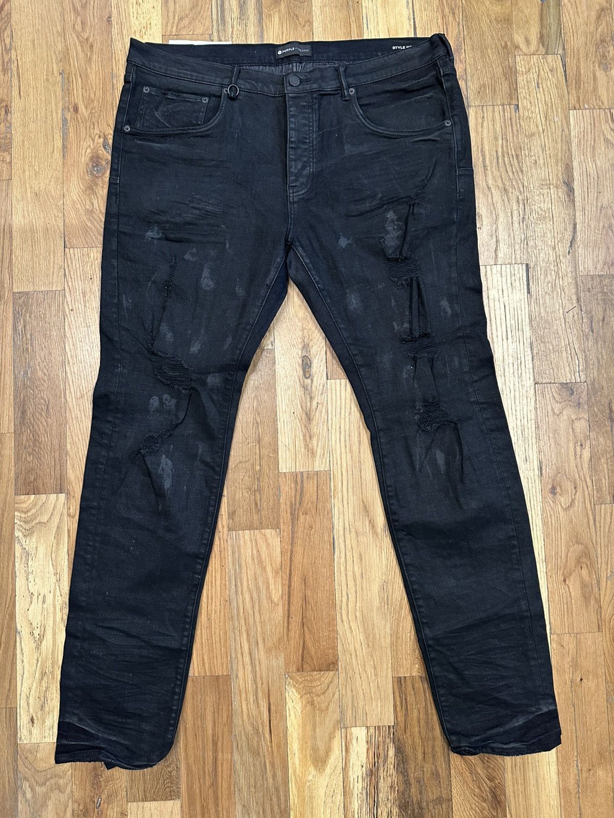 Purple Brand Purple Brand Splatter Distress Black Denim Jeans Sz 40 Size US 40 / EU 56 - 1 Thumbnail