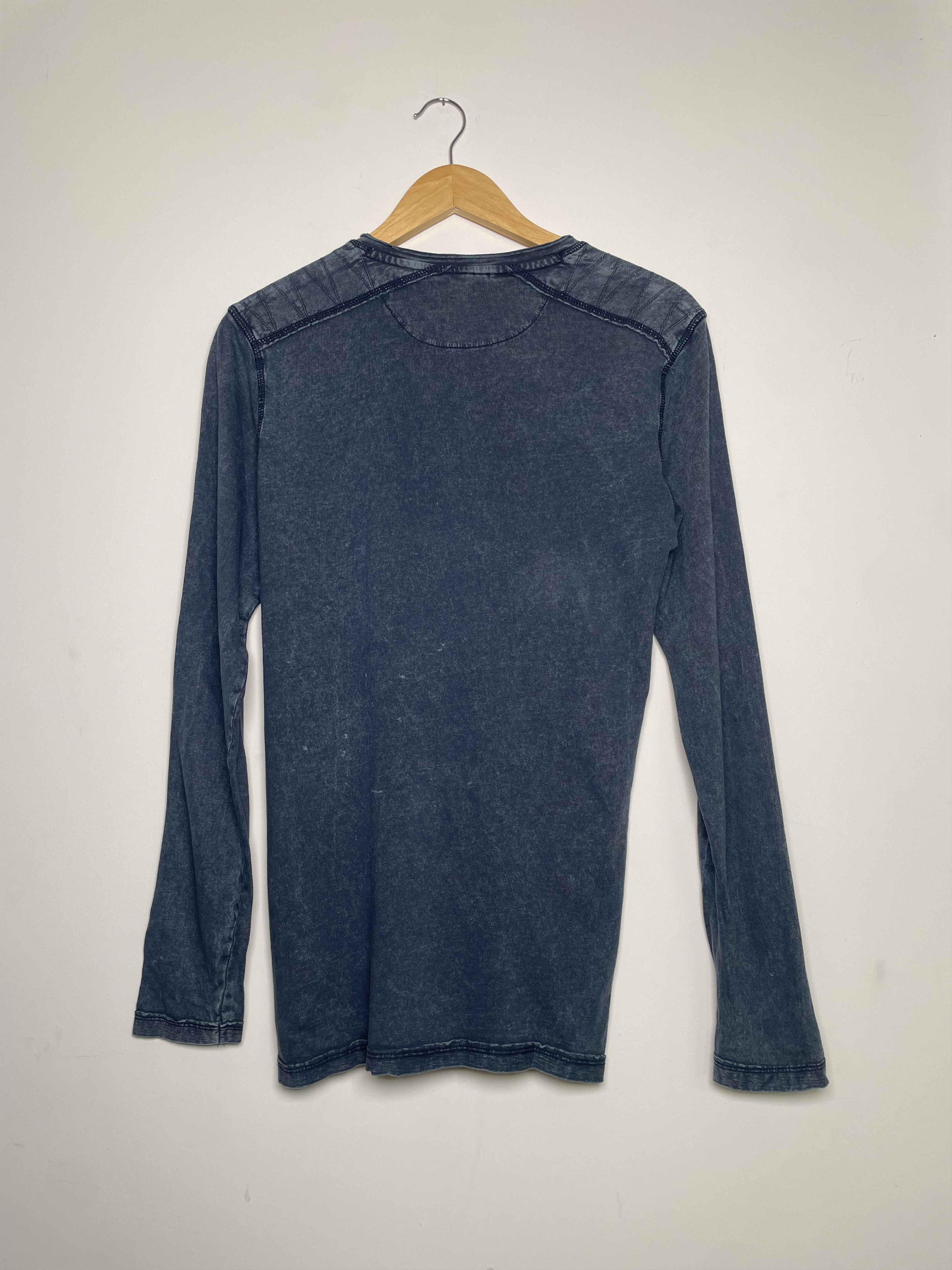 MBX MBX Denim Wear Distressed Indigo Long Sleeve Henley Shirt Sm Size US S / EU 44-46 / 1 - 3 Thumbnail