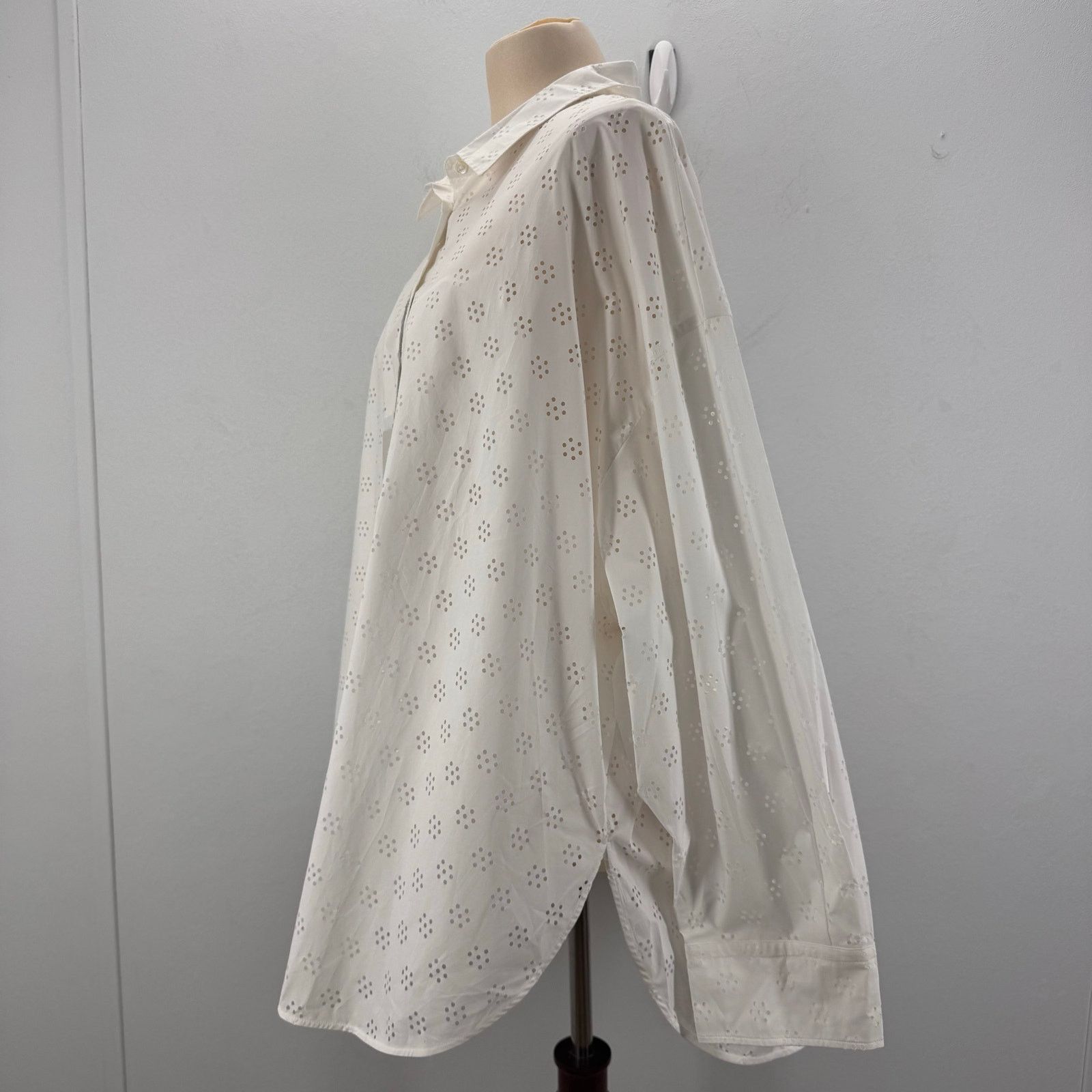 Marina Rinaldi Marina Rinaldi Cotton Poplin Eyelet Button Up Shirt Plus 24 Size 4XL / US 24-26 - 3 Thumbnail