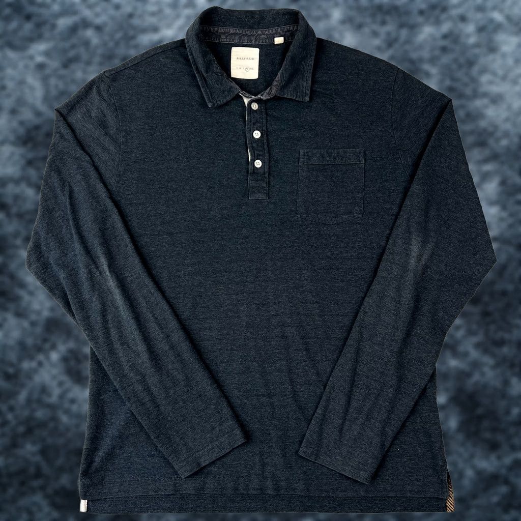 Billy Reid Billy Reid Polo Long Sleeve Shirt XL Mens Blue Pocket Cotton Blend - Adult Size US XL / EU 56 / 4 - 1 Thumbnail