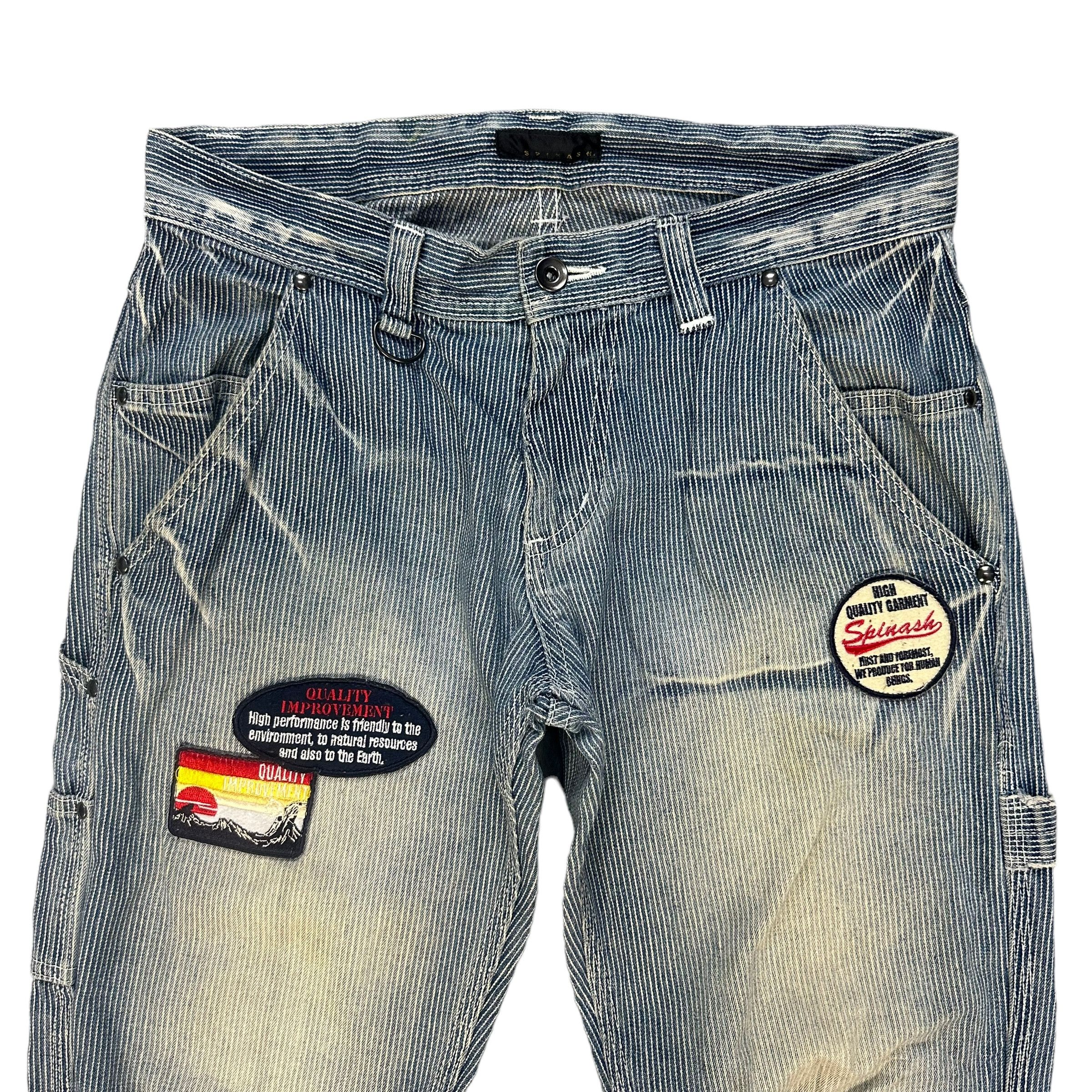 Japanese Brand GOD BLESS YOU PATCHES STRIPED CARPENTER PANT #8861-032 Size US 31 - 7 Thumbnail