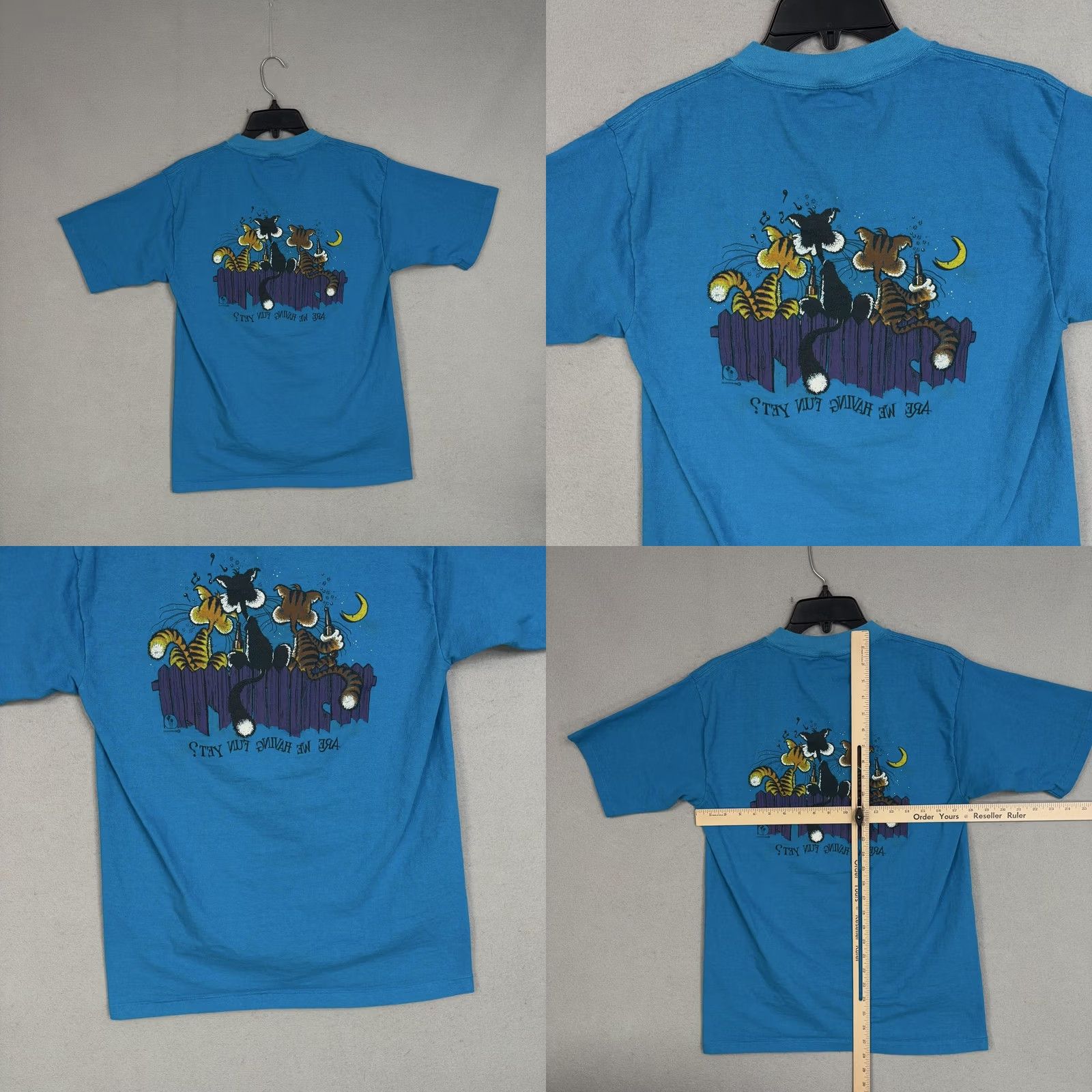 Vintage Vintage Universal Studios Shirt Mens Large Blue Cat Graphic 80s Single Stitch Size US L / EU 52-54 / 3 - 8 Thumbnail