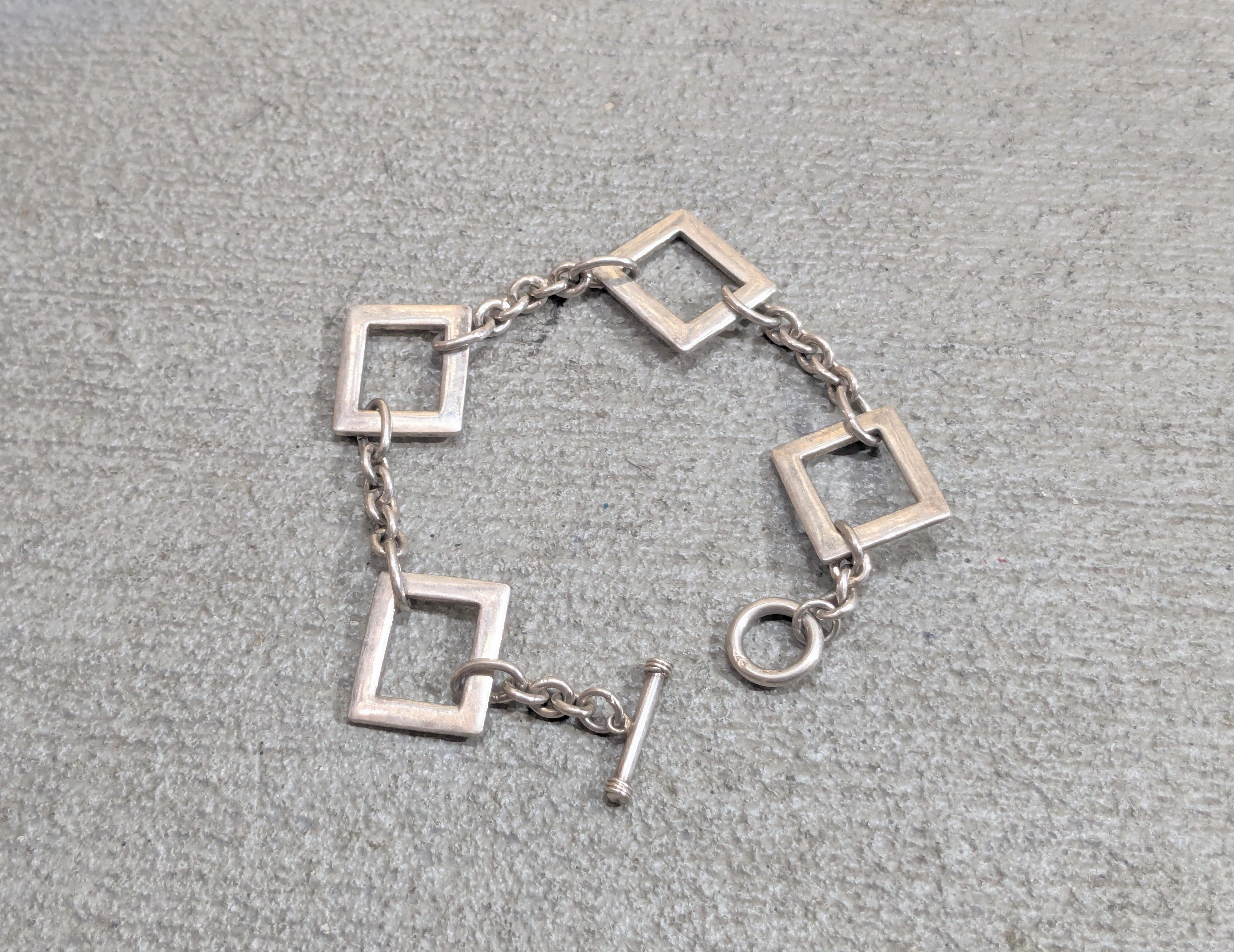 Sterling Silver Vintage Sterling Silver Bracelet Square Chain Size ONE SIZE - 1 Thumbnail